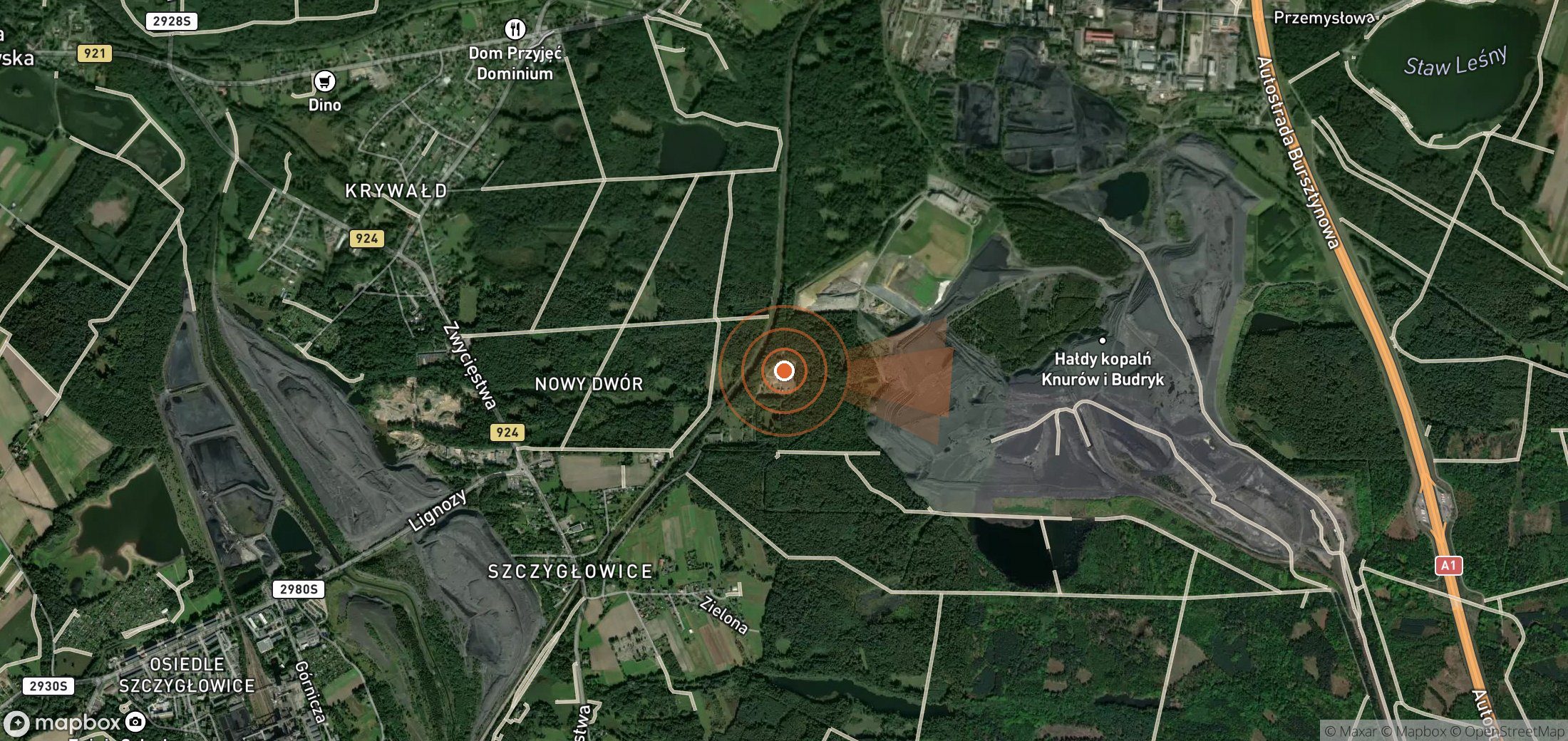 Satellite map of methane plume locations in Poland