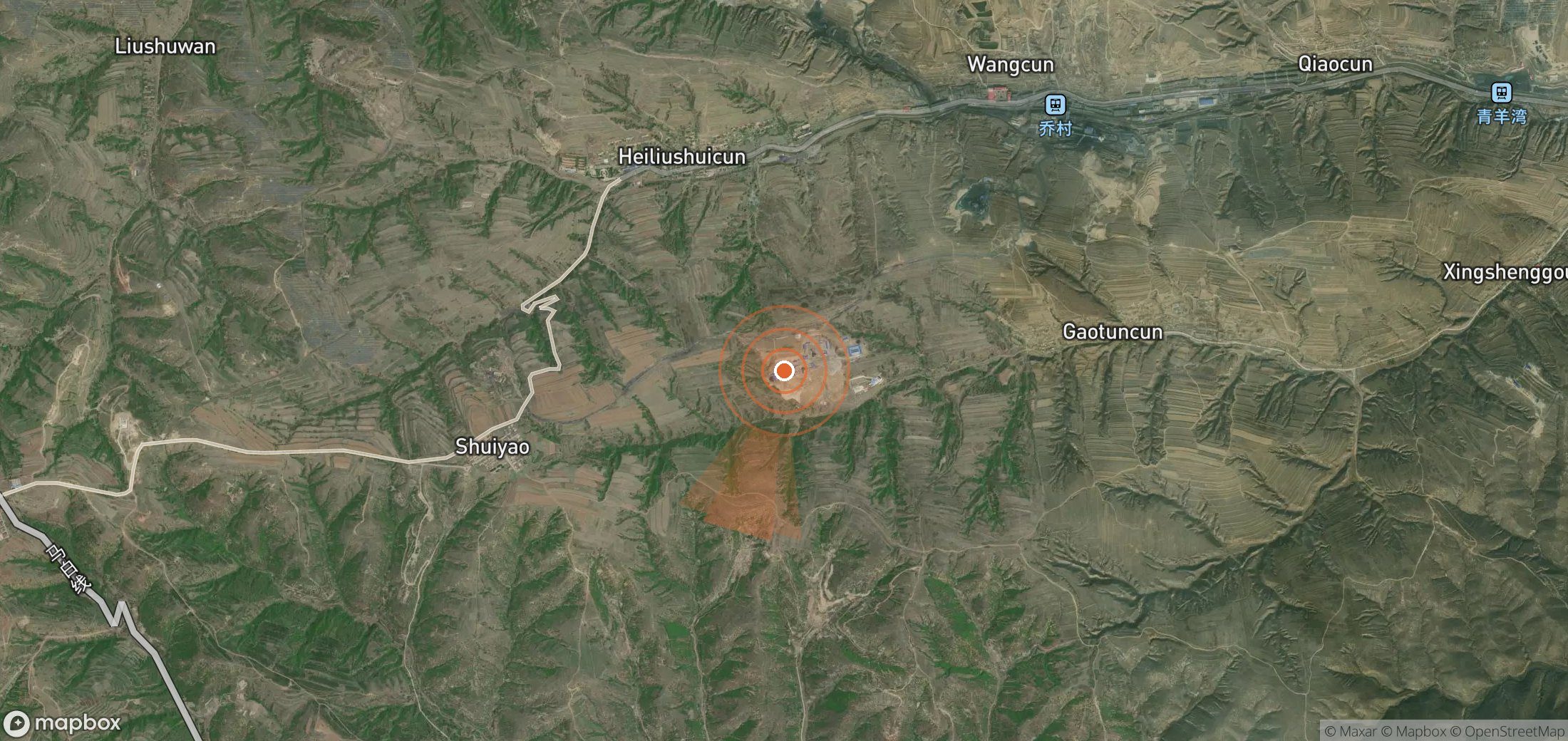 Mapa satelital de plumas de metano en China