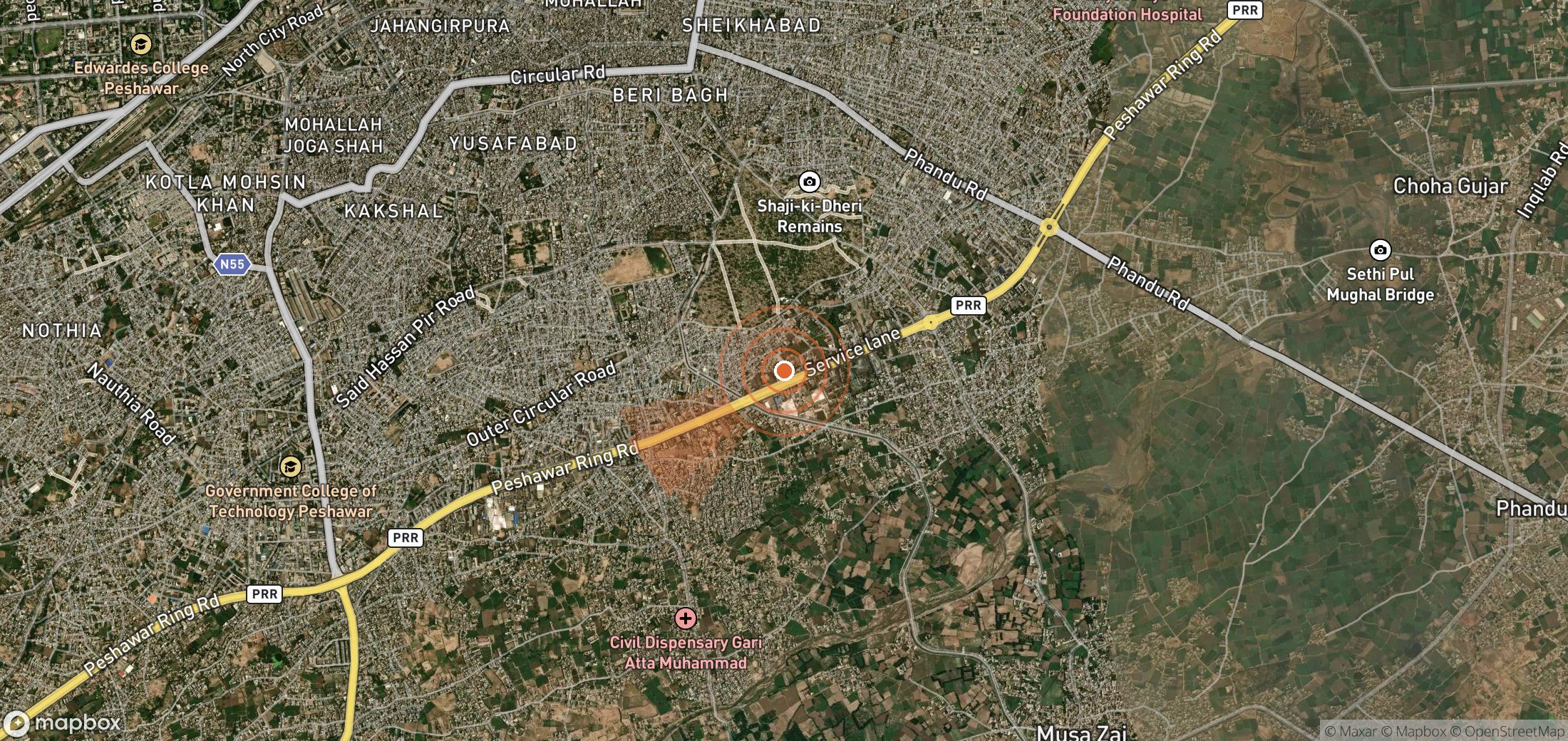 Satellite map of methane plume locations in Pakistan