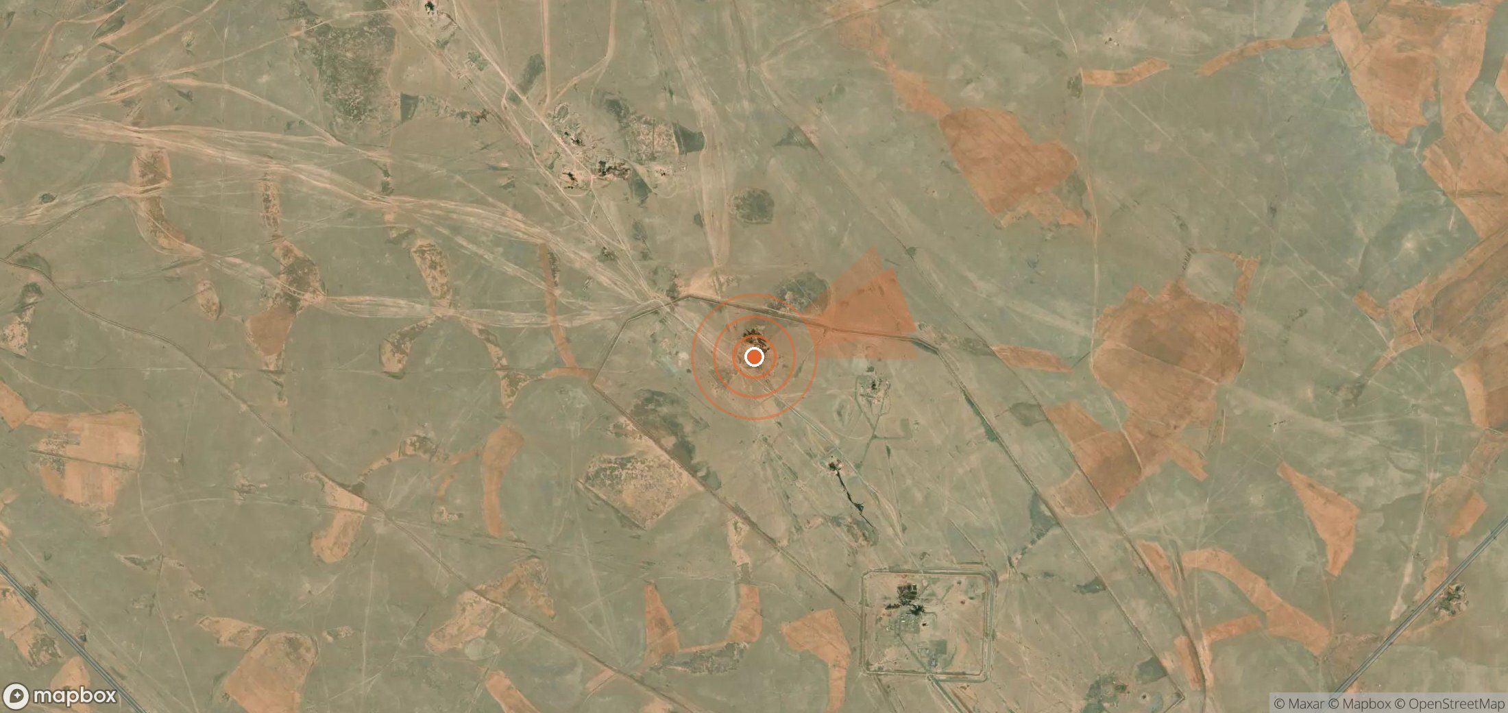 Satellite map of methane plume locations in Syria