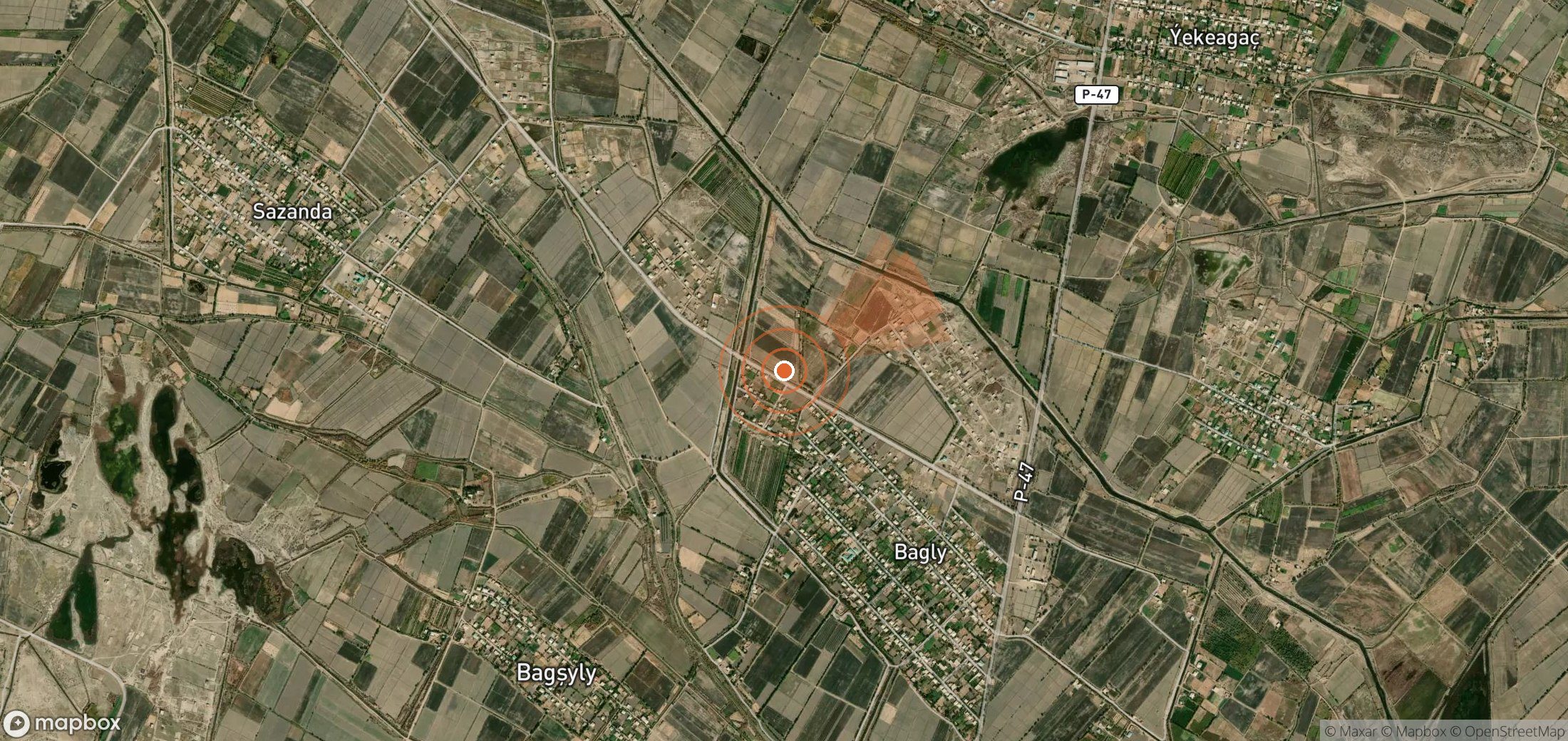 Mapa satelital de plumas de metano en Turkmenistán