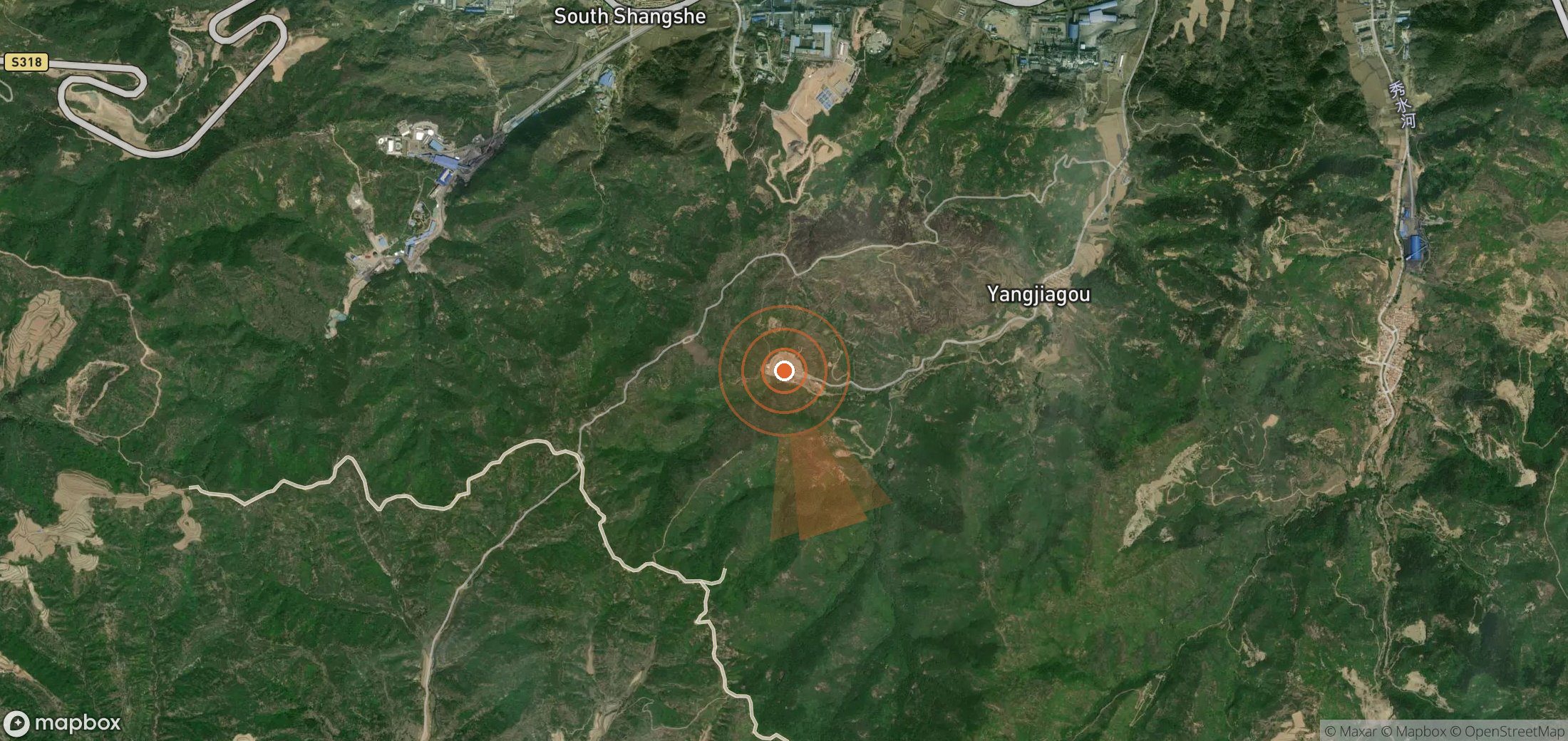 Satellite map of methane plume locations in China