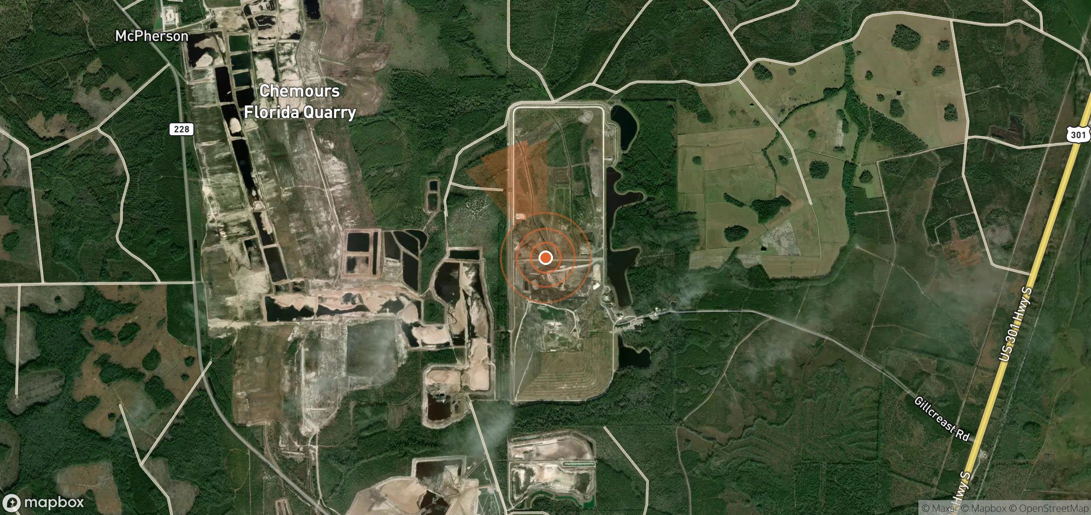 Satellite map of methane plume locations in United States