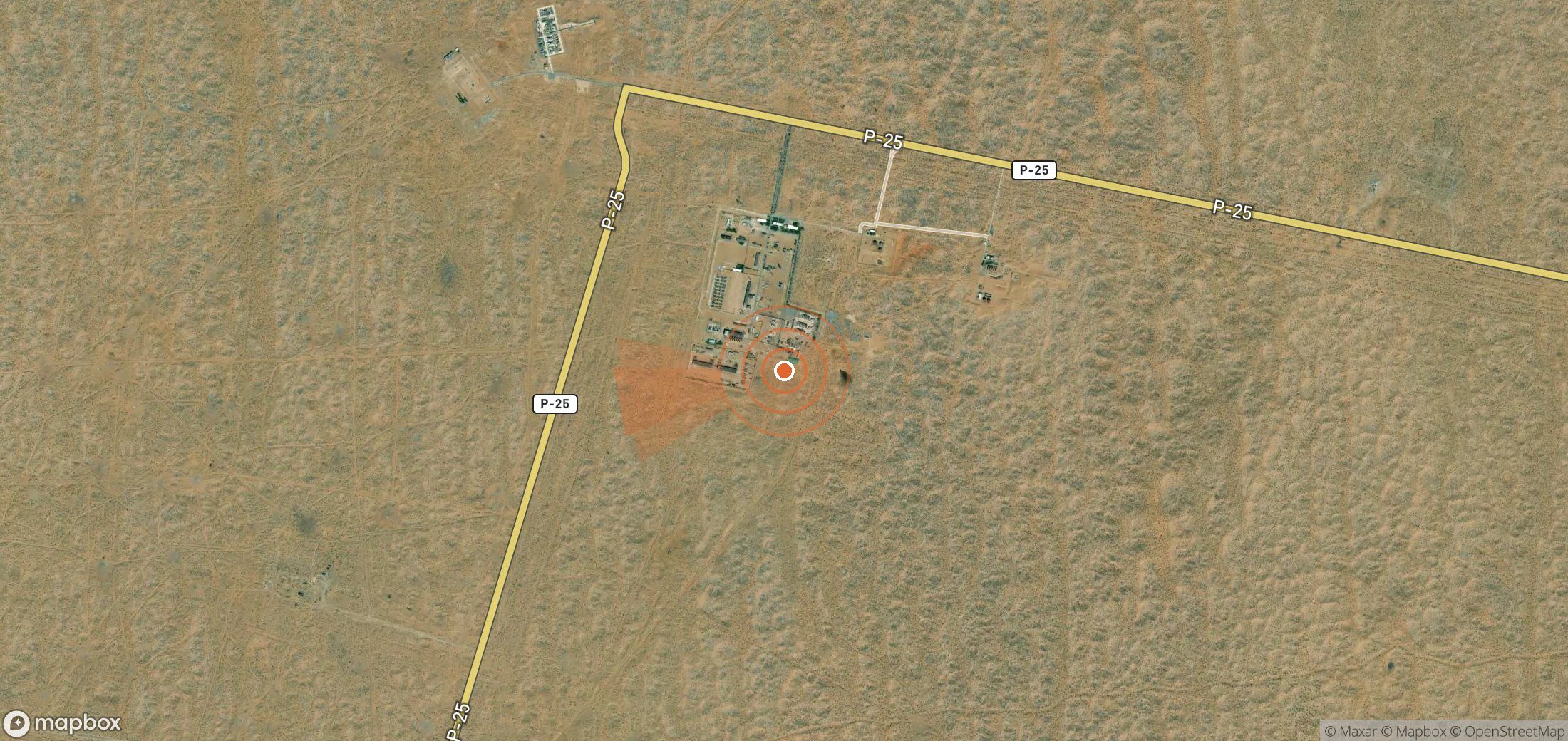 Satellite map of methane plume locations in Turkmenistan
