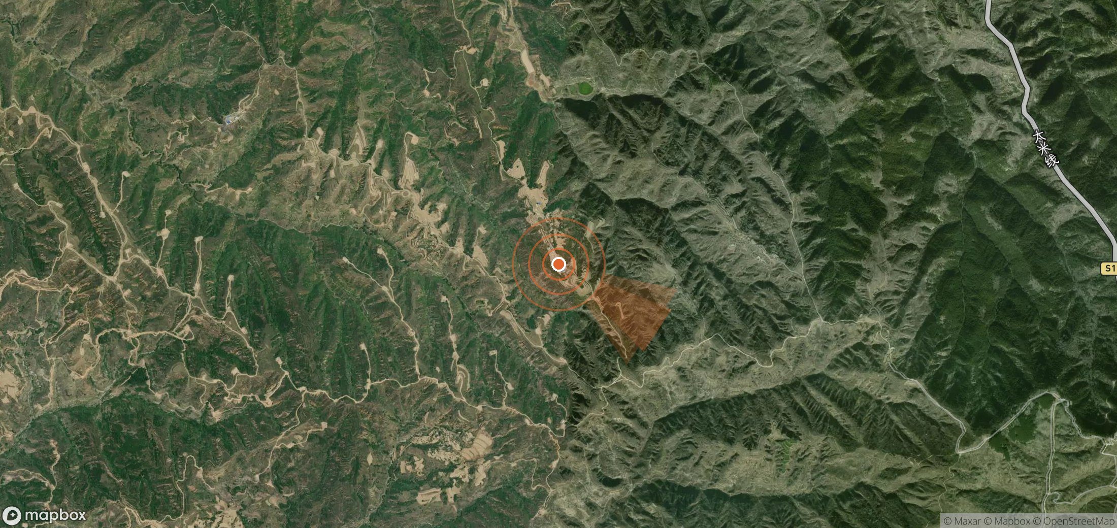 Satellite map of methane plume locations in China