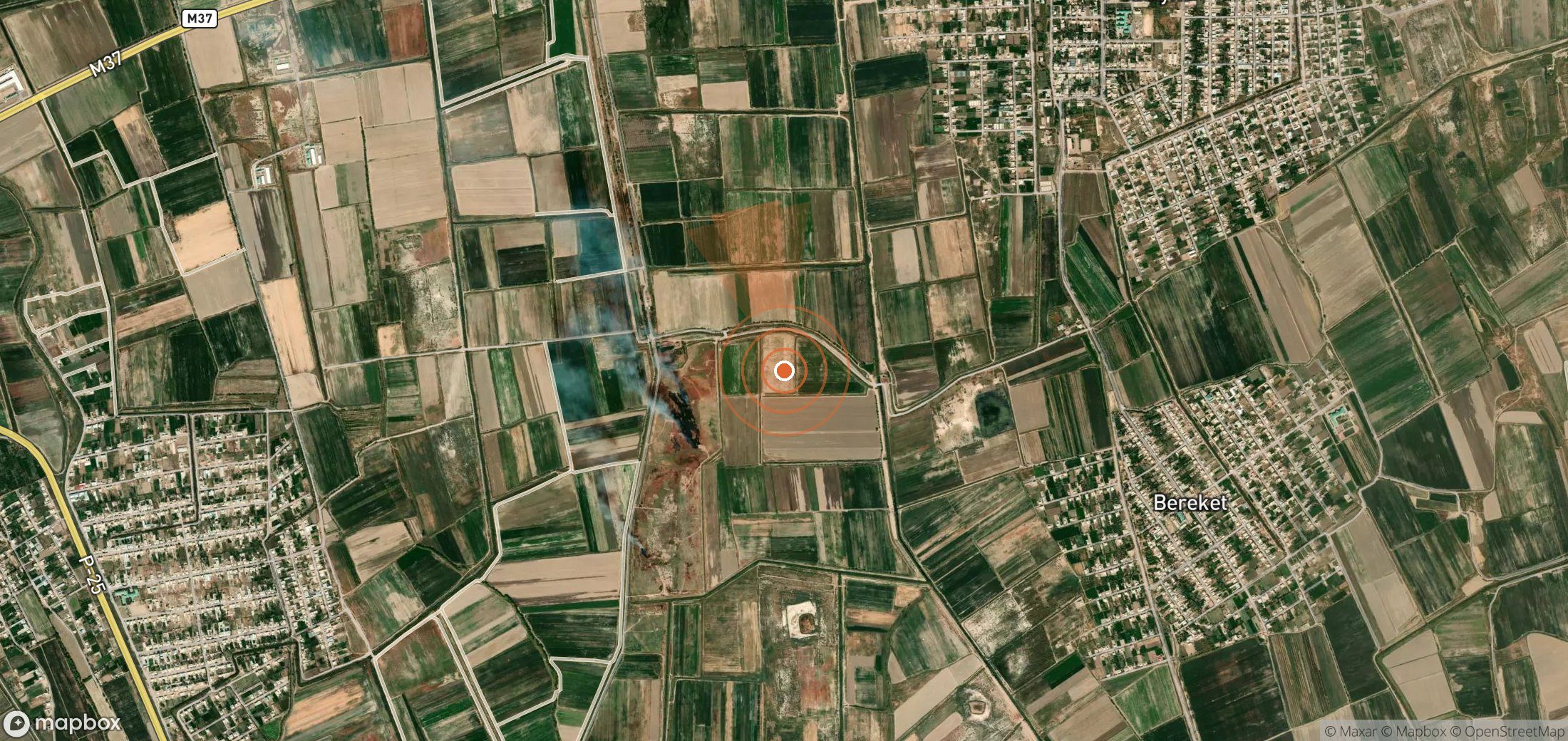 Satellite map of methane plume locations in Turkmenistan
