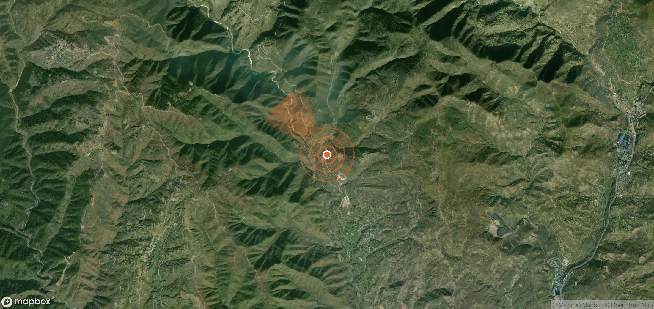 Mapa satelital de plumas de metano en China