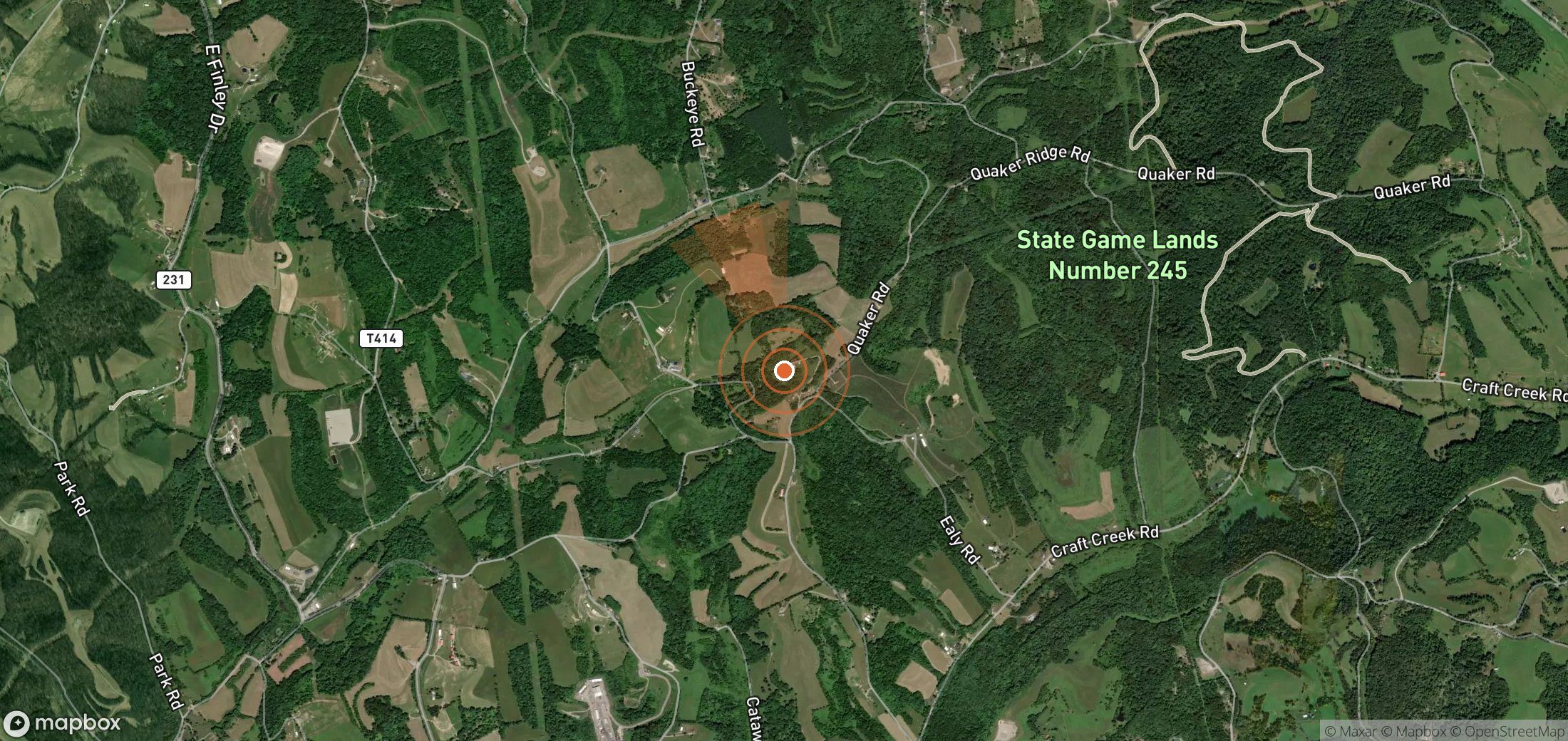 Satellite map of methane plume locations in United States