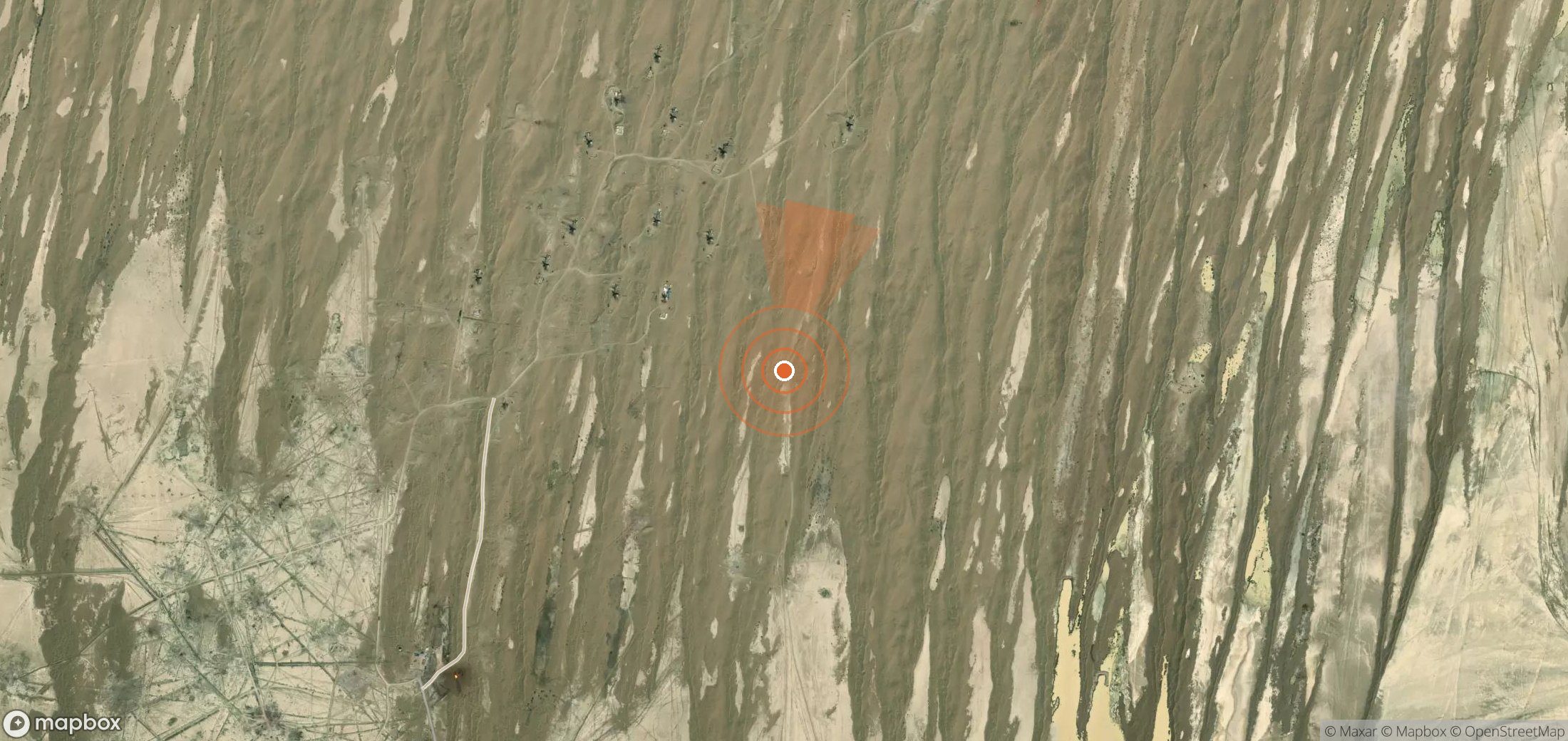 Satellite map of methane plume locations in Turkmenistan