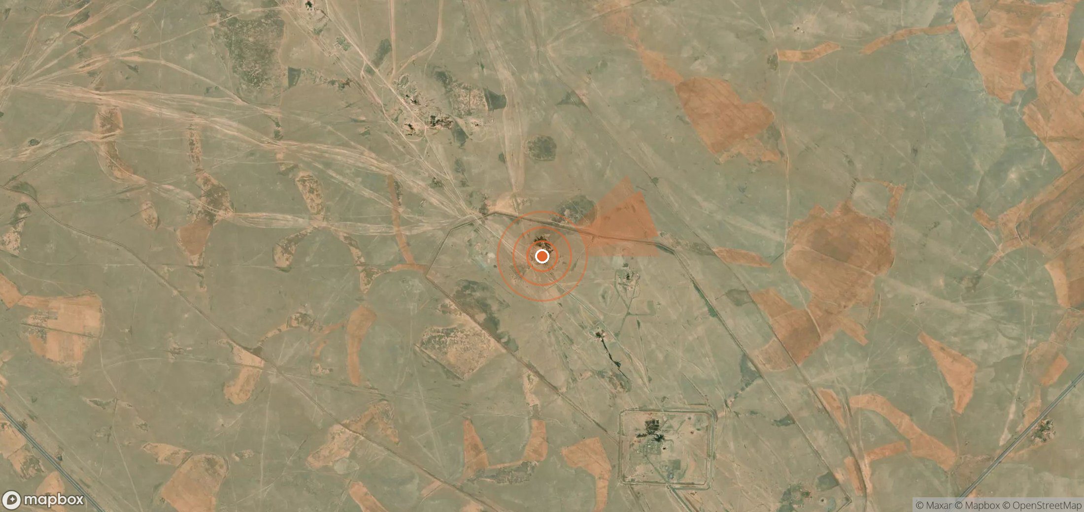 Satellite map of methane plume locations in Syria