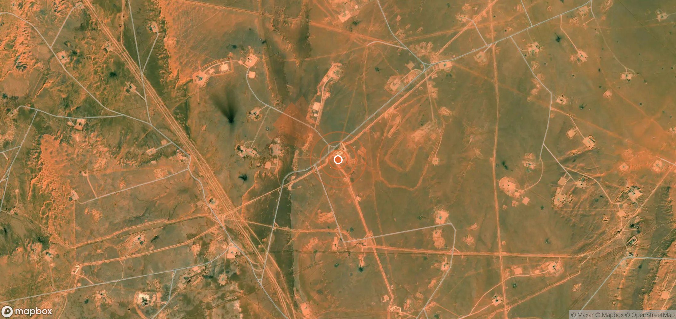 Mapa satelital de plumas de metano en Argelia