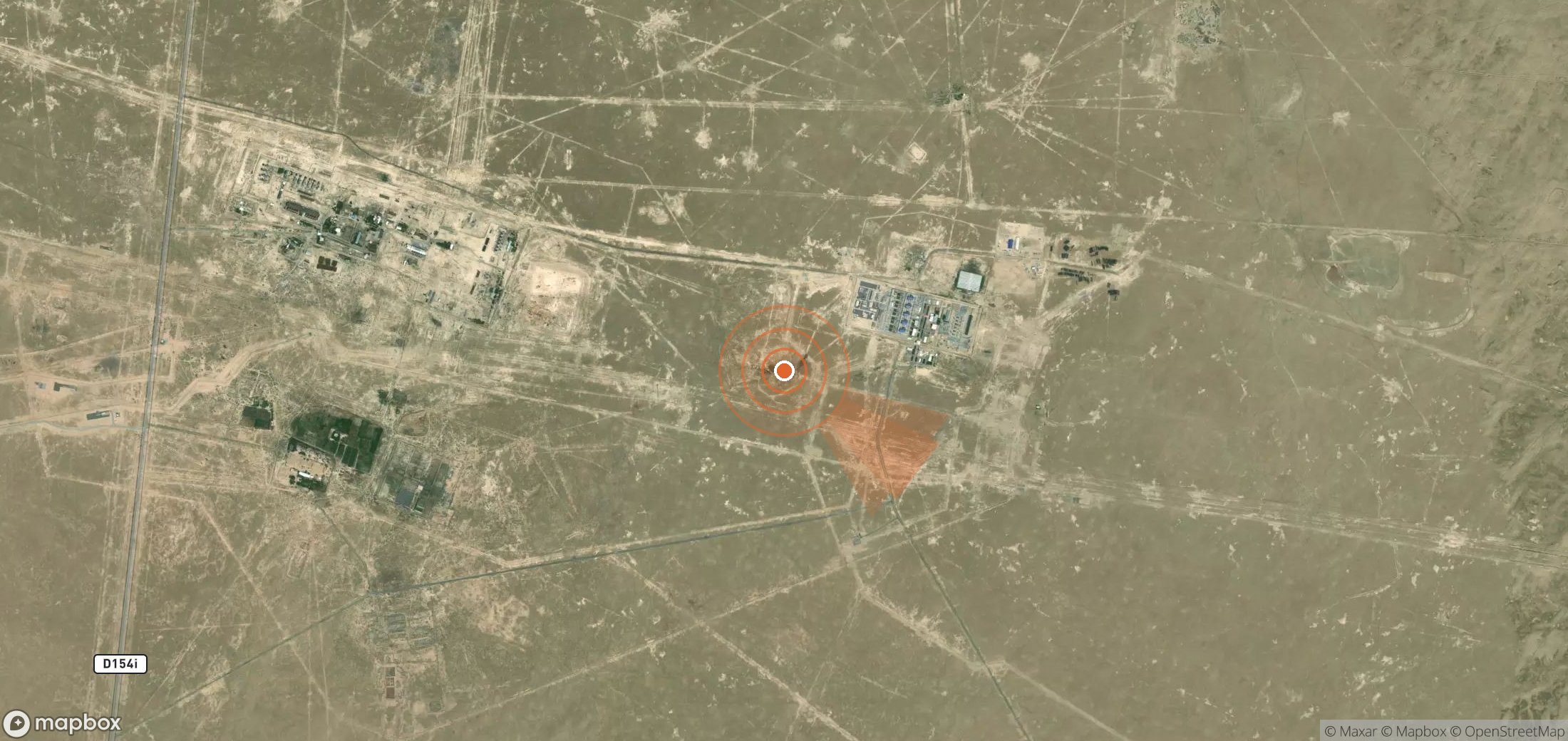 Mapa satelital de plumas de metano en Uzbekistán