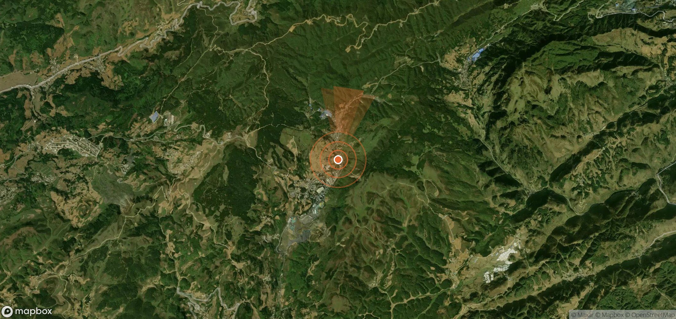 Satellite map of methane plume locations in China