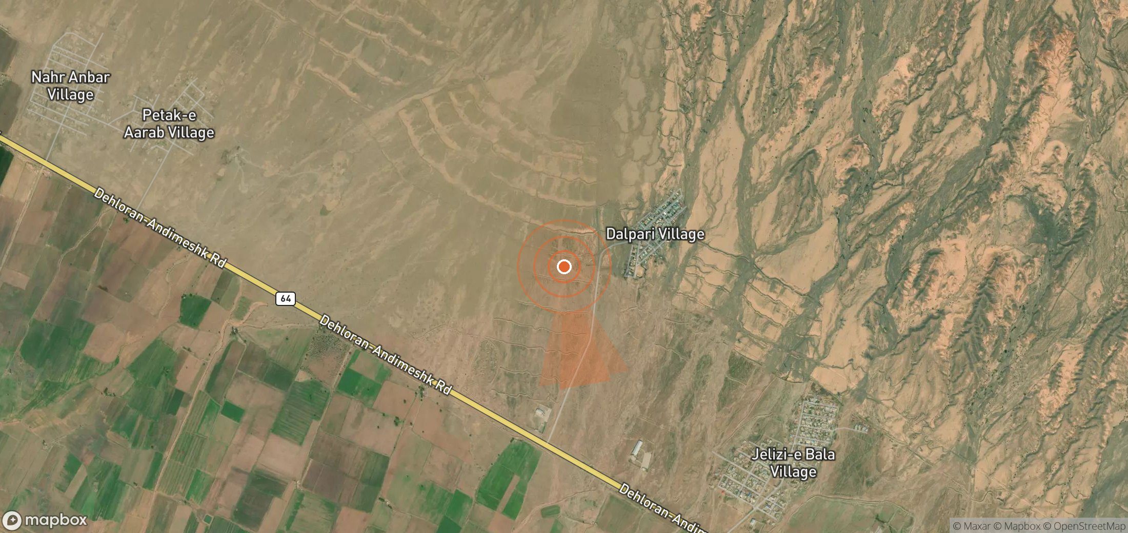 Satellite map of methane plume locations in Iran