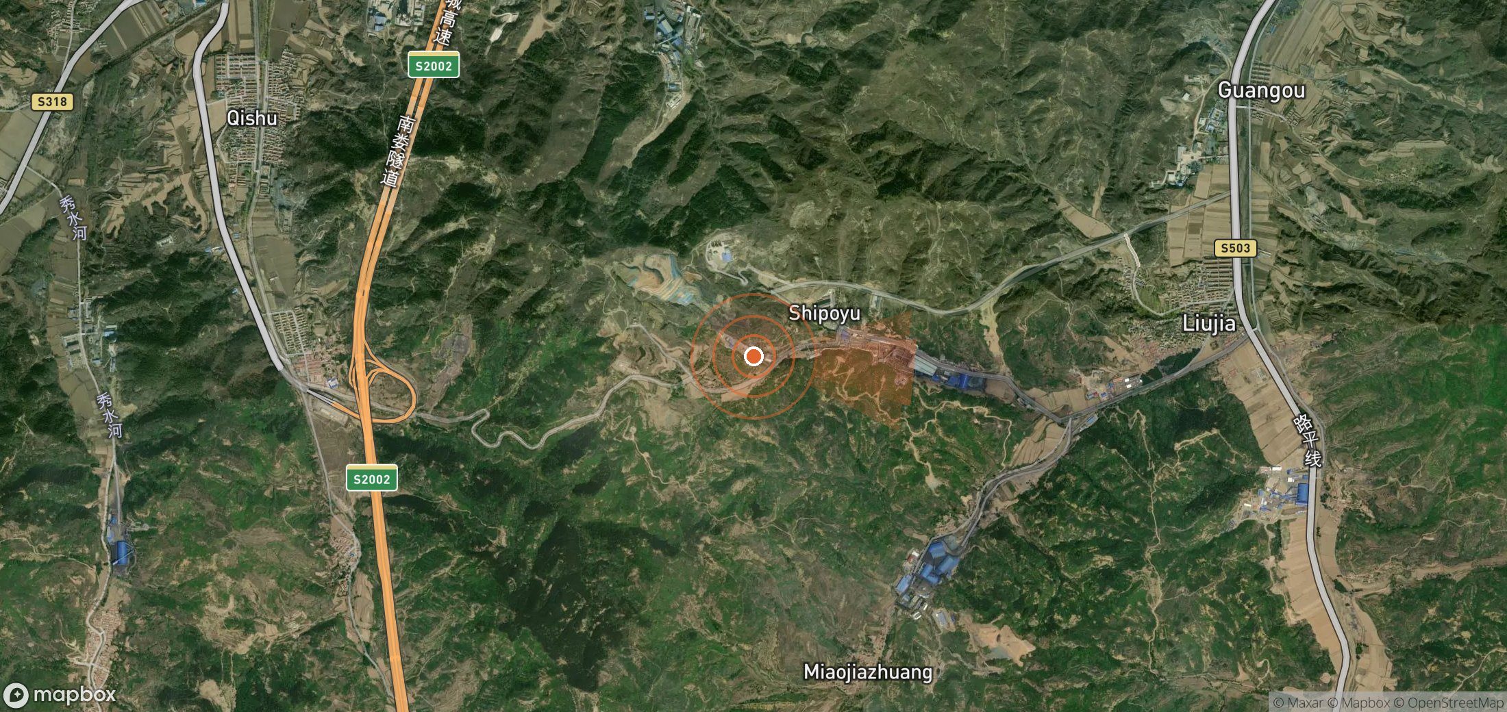 Satellite map of methane plume locations in China
