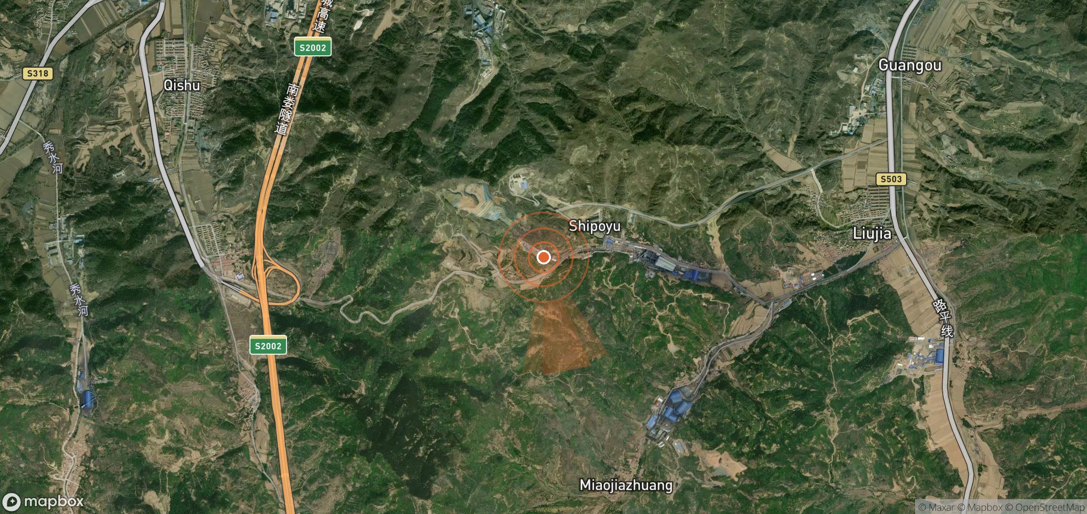 Satellite map of methane plume locations in China
