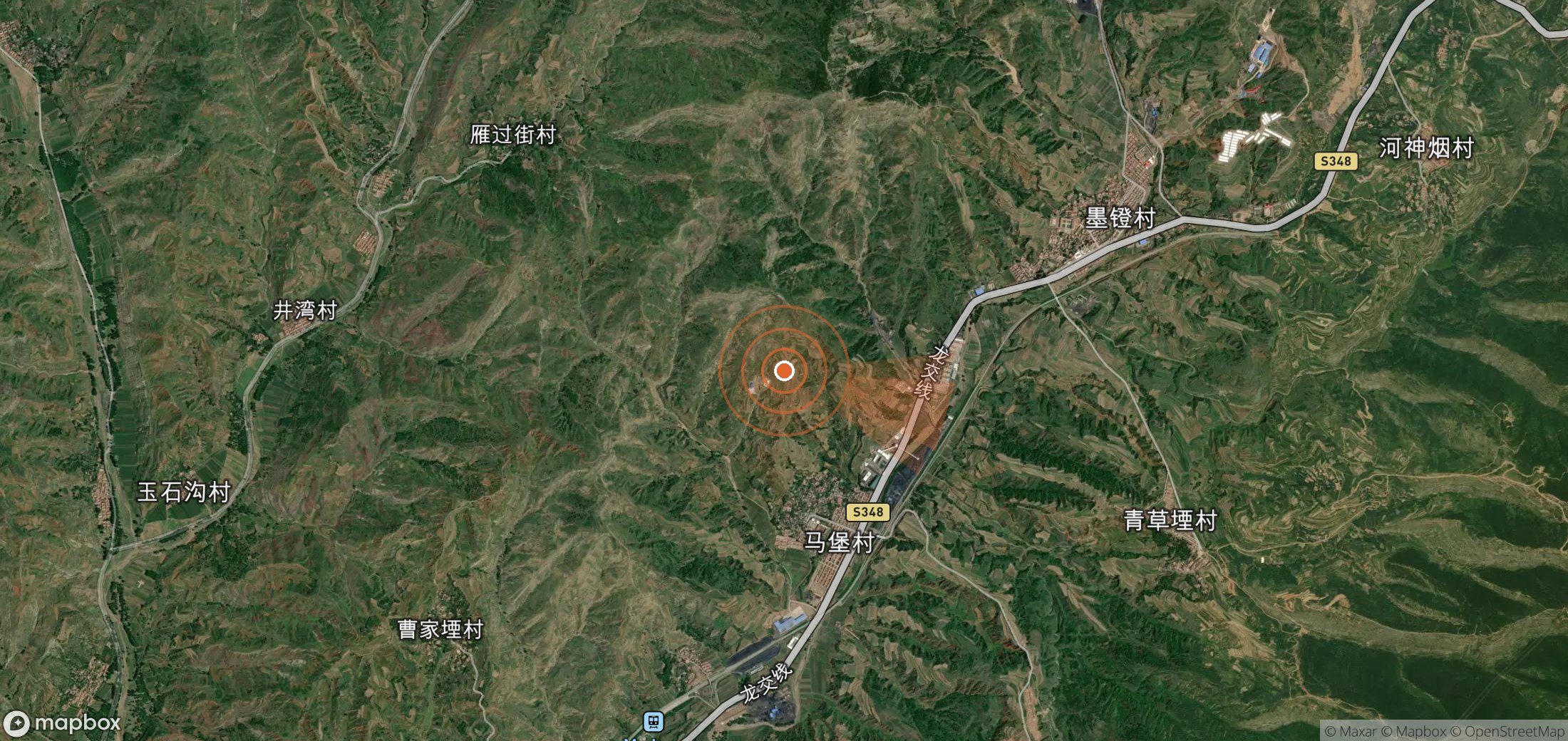 Satellite map of methane plume locations in China