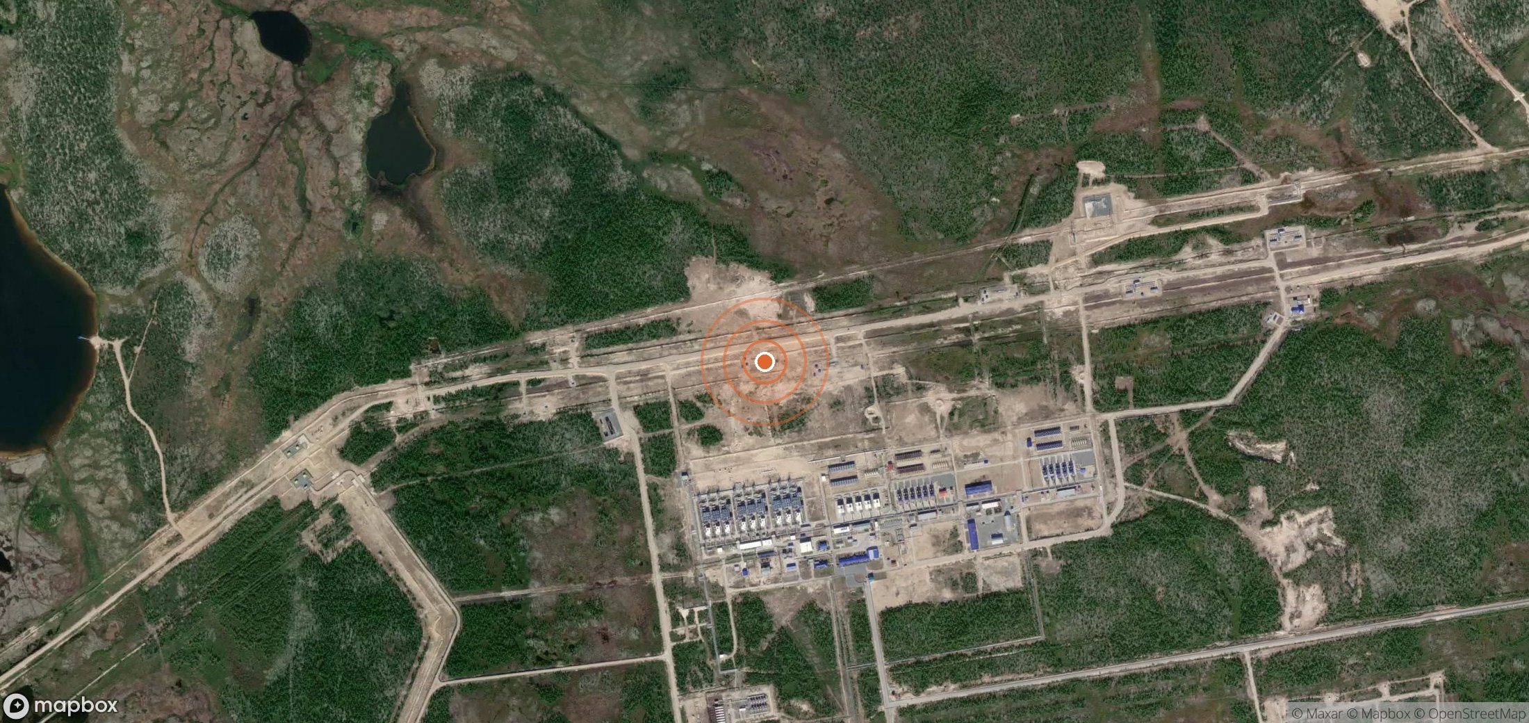 Mapa satelital de plumas de metano en Rusia