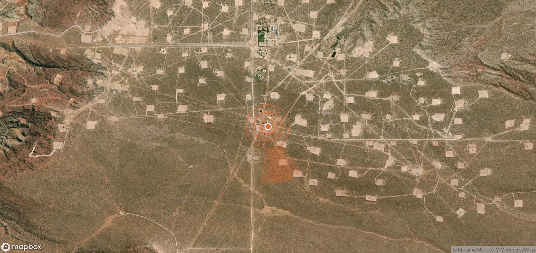 Satellite map of methane plume locations in Argentina