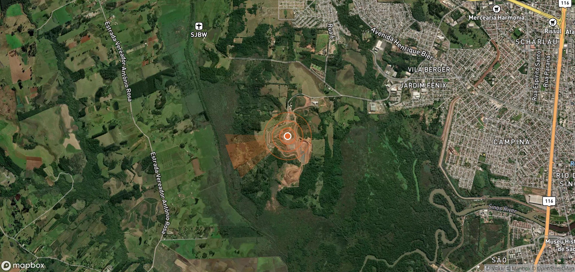 Satellite map of methane plume locations in Brazil