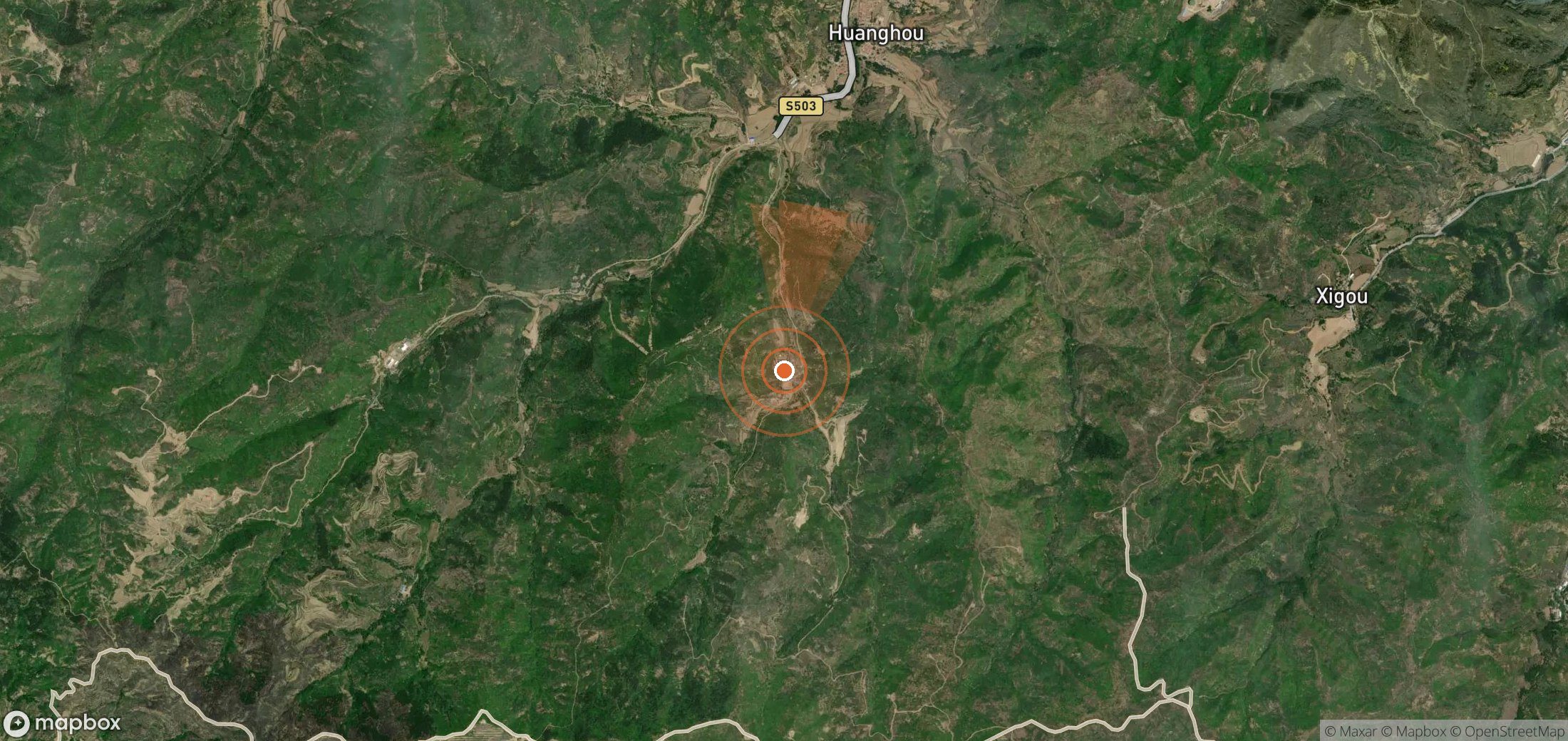 Satellite map of methane plume locations in China