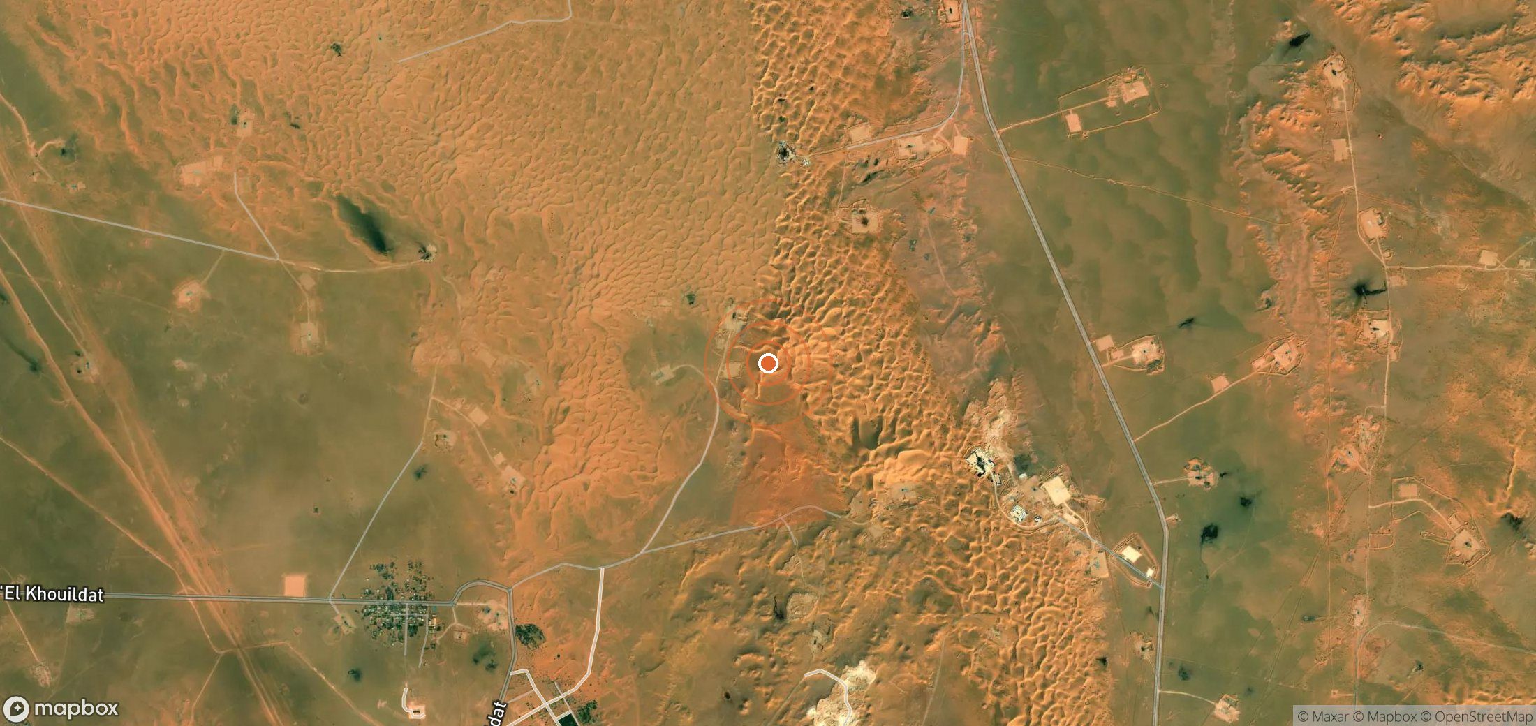 Satellite map of methane plume locations in Algeria