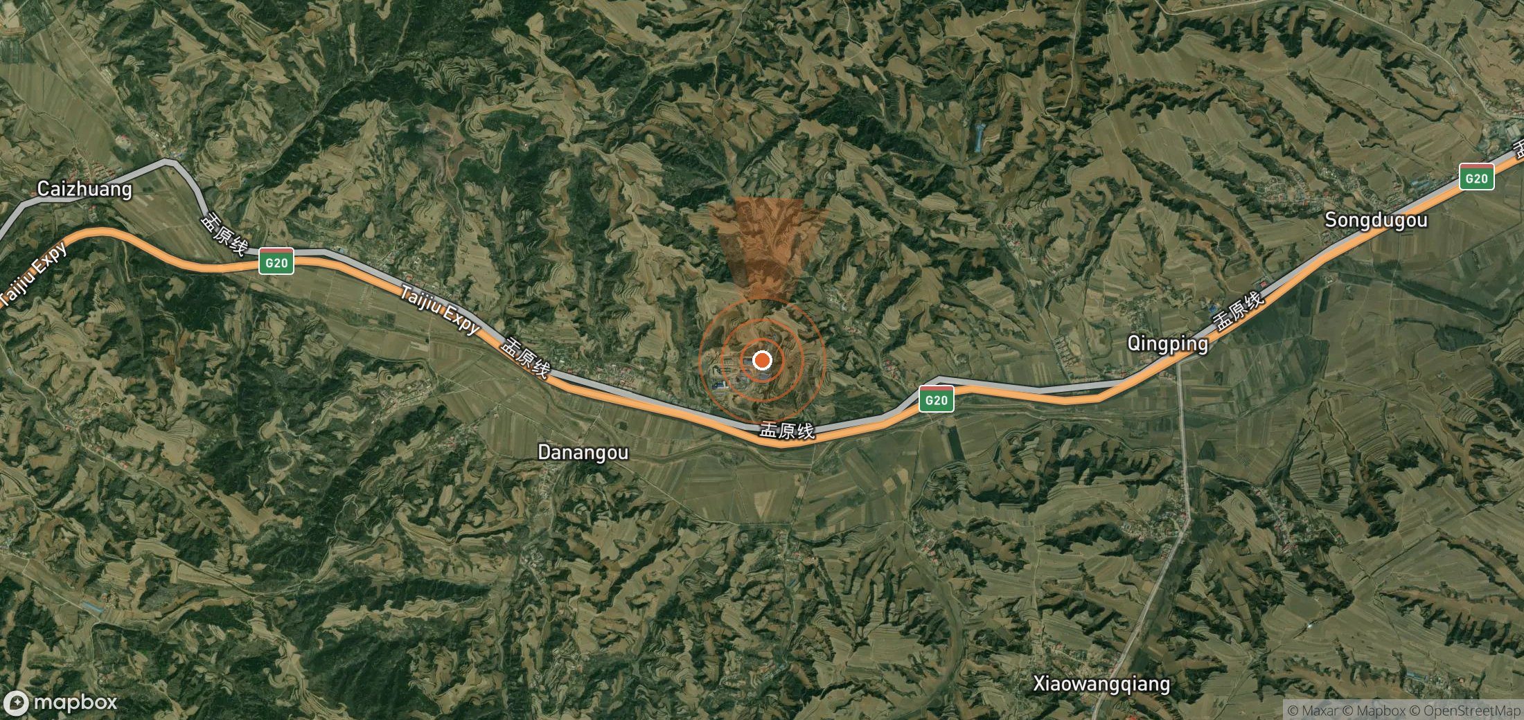 Satellite map of methane plume locations in China
