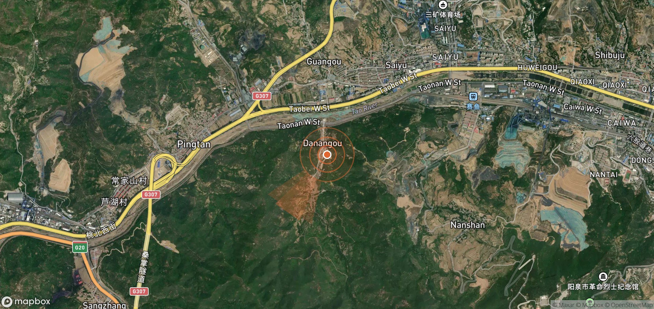Satellite map of methane plume locations in China