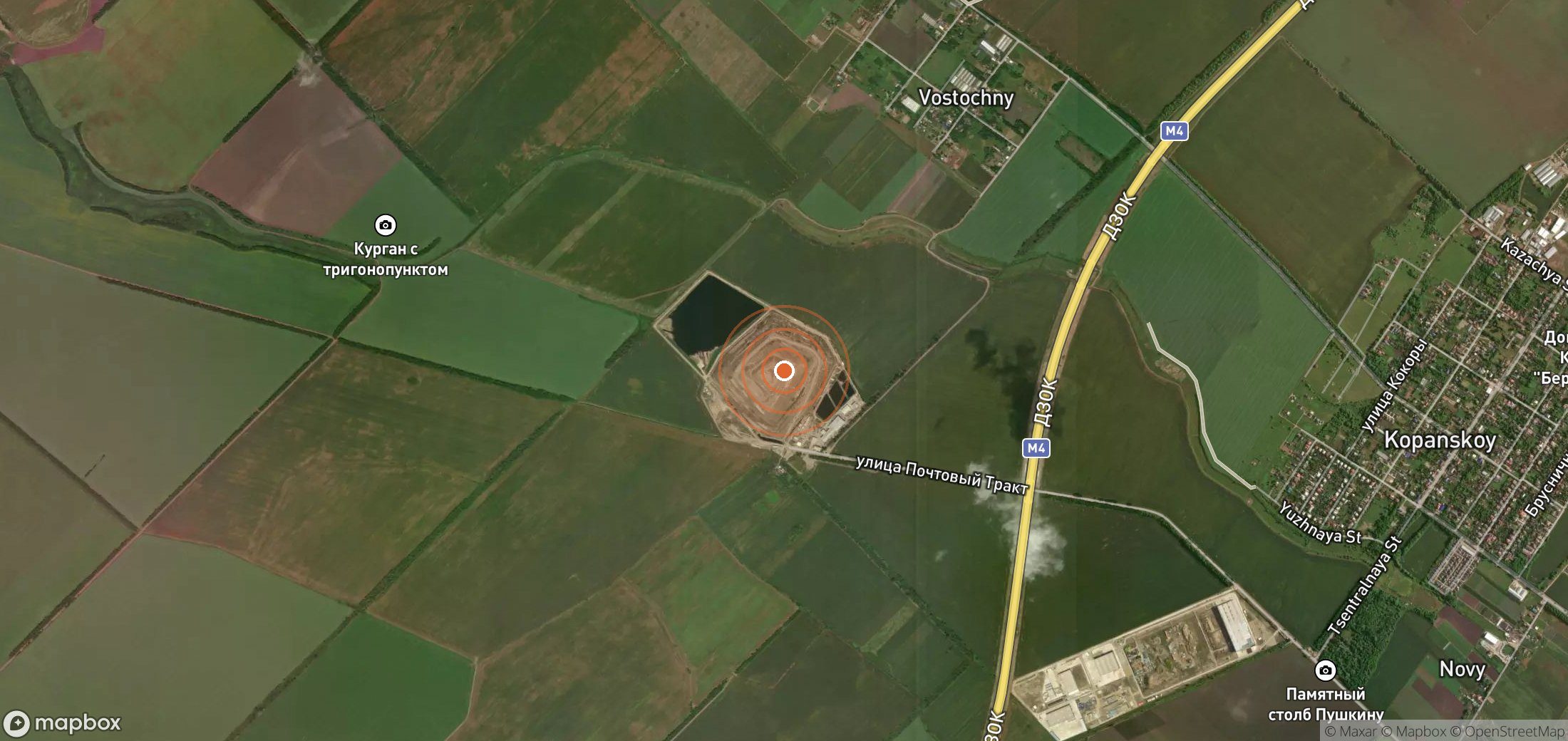 Satellite map of methane plume locations in Russia
