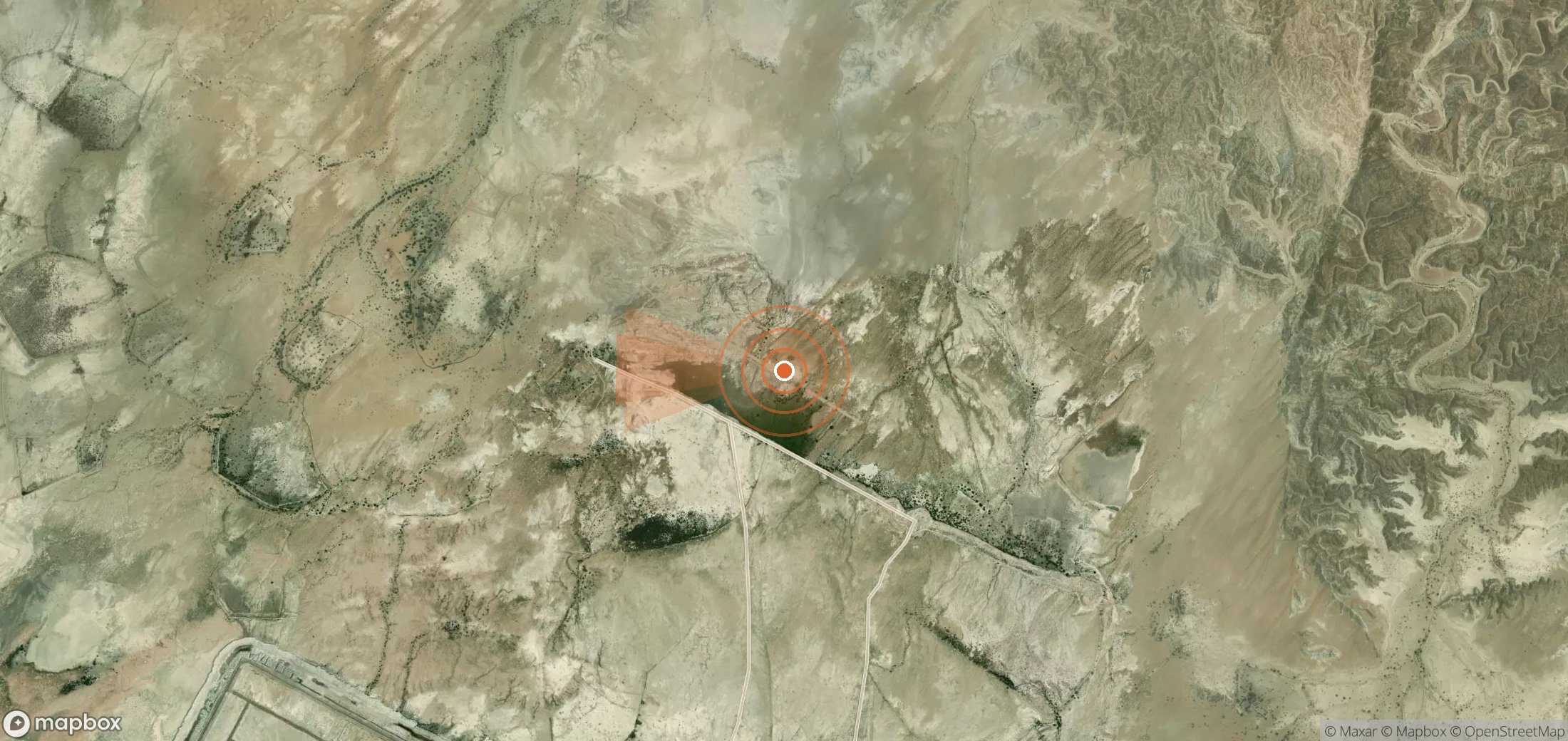 Satellite map of methane plume locations in Iran