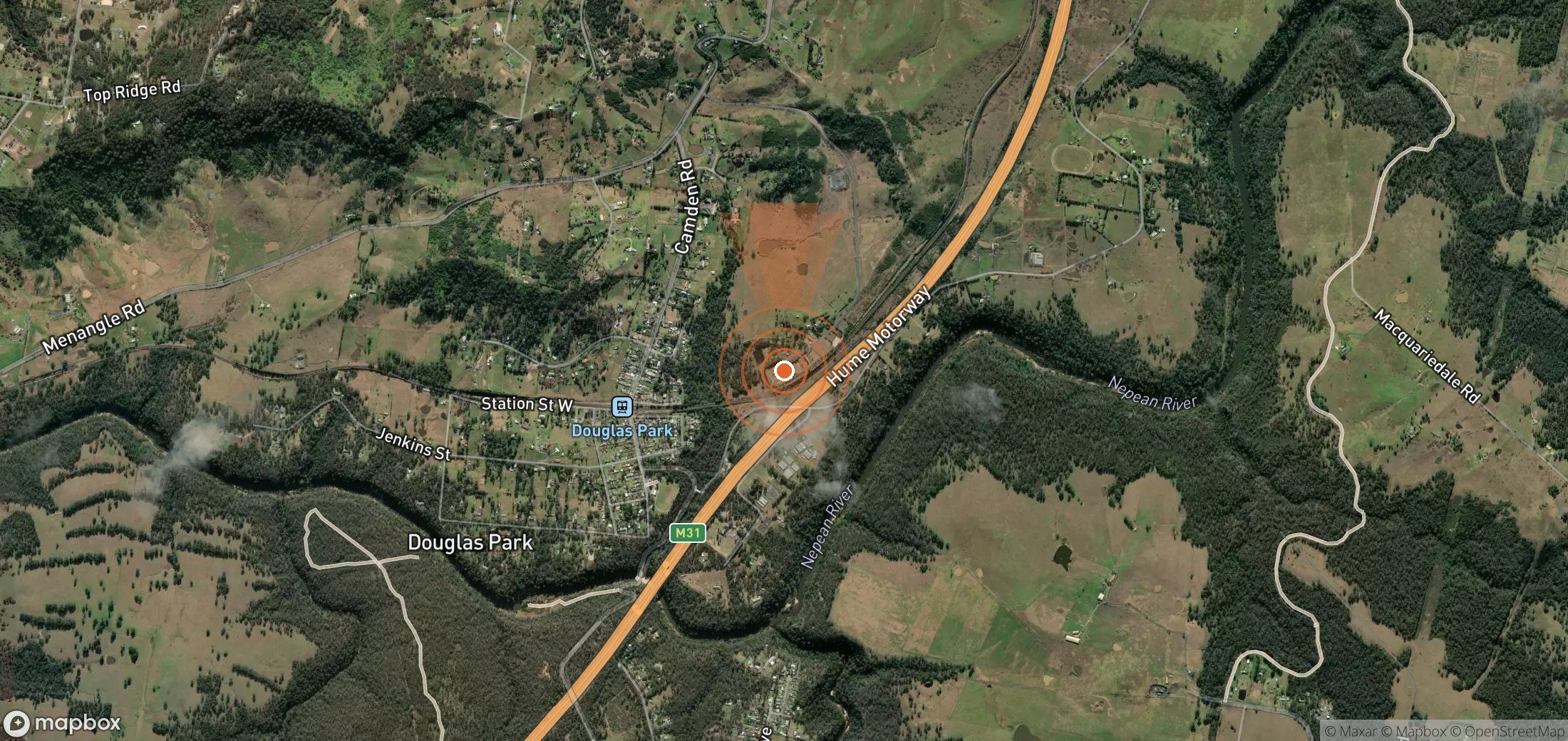 Satellite map of methane plume locations in Australia