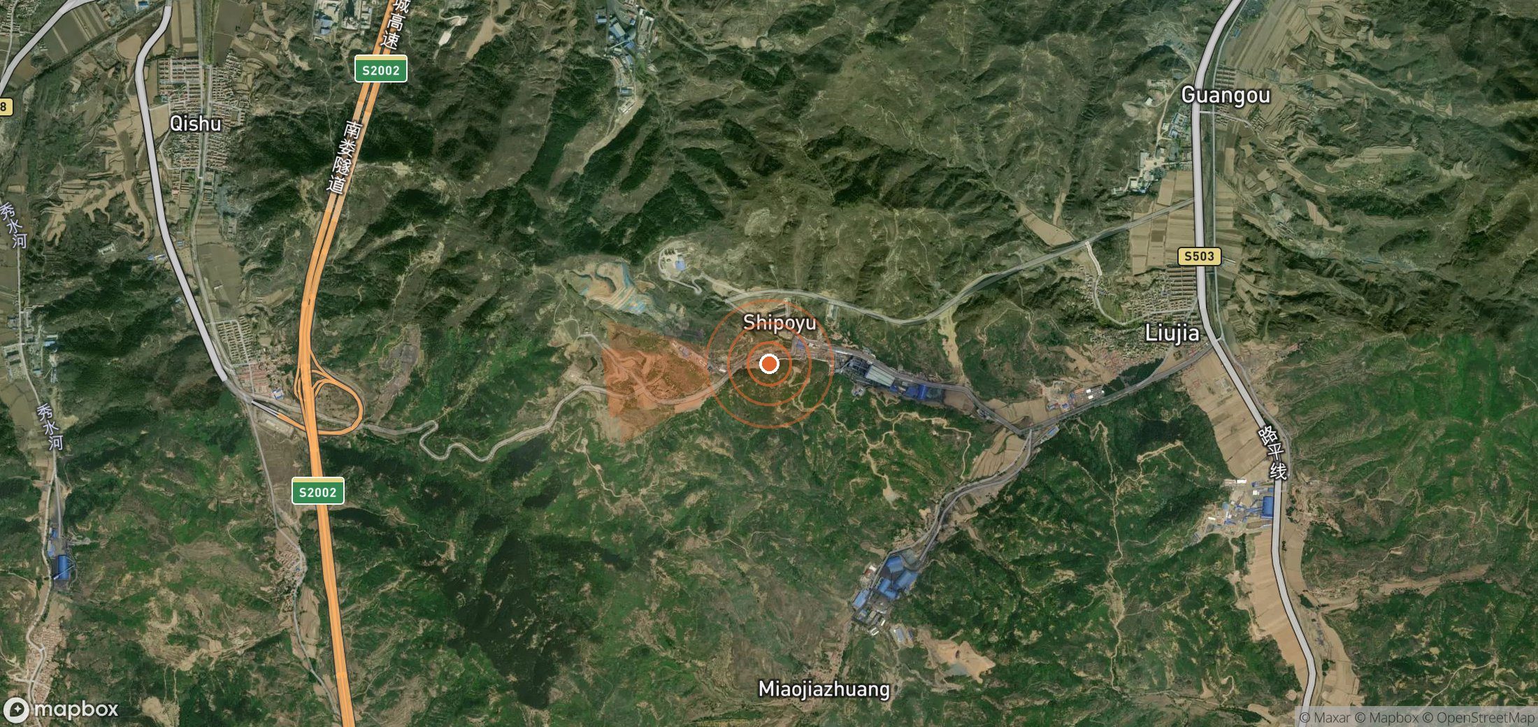 Satellite map of methane plume locations in China