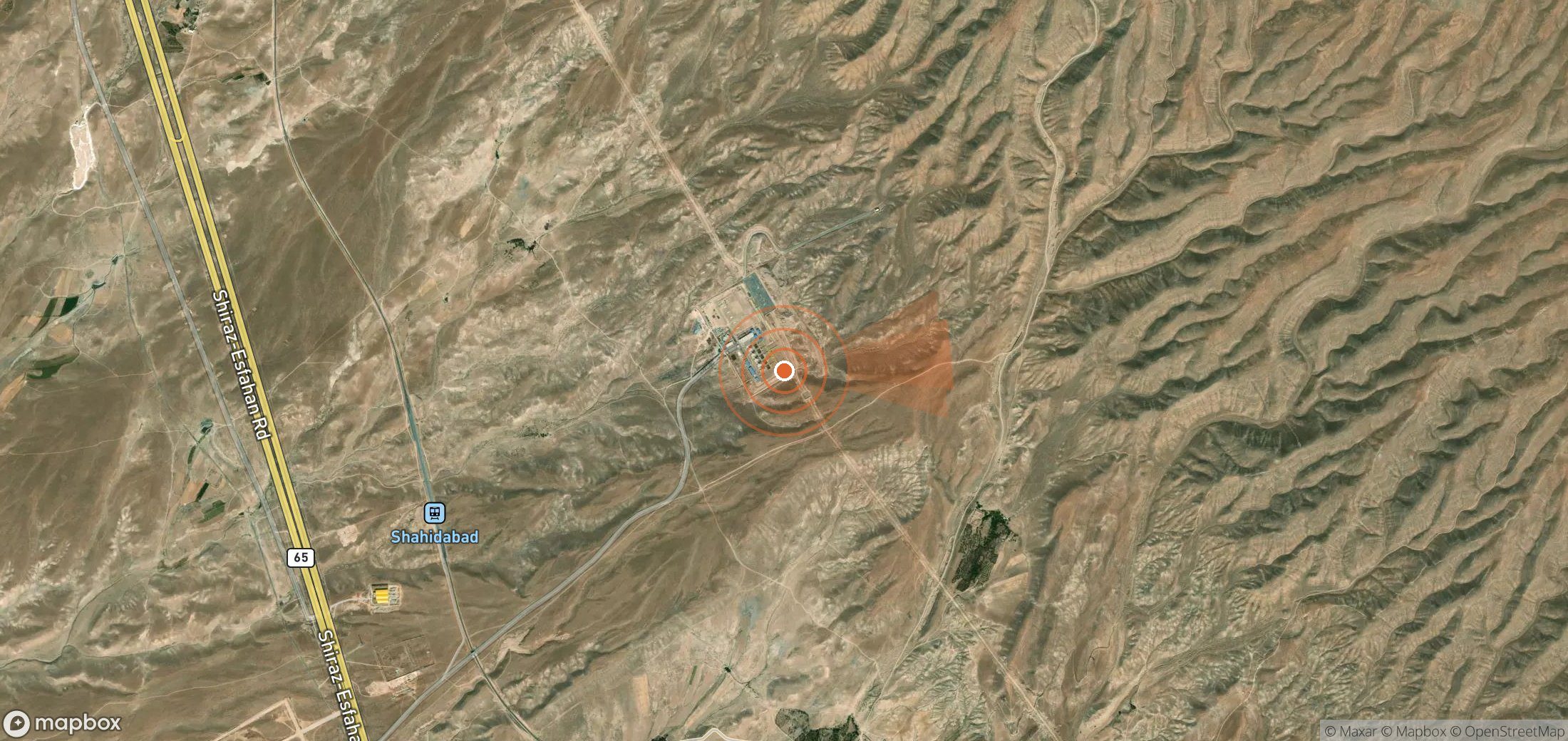 Mapa satelital de plumas de metano en Irán