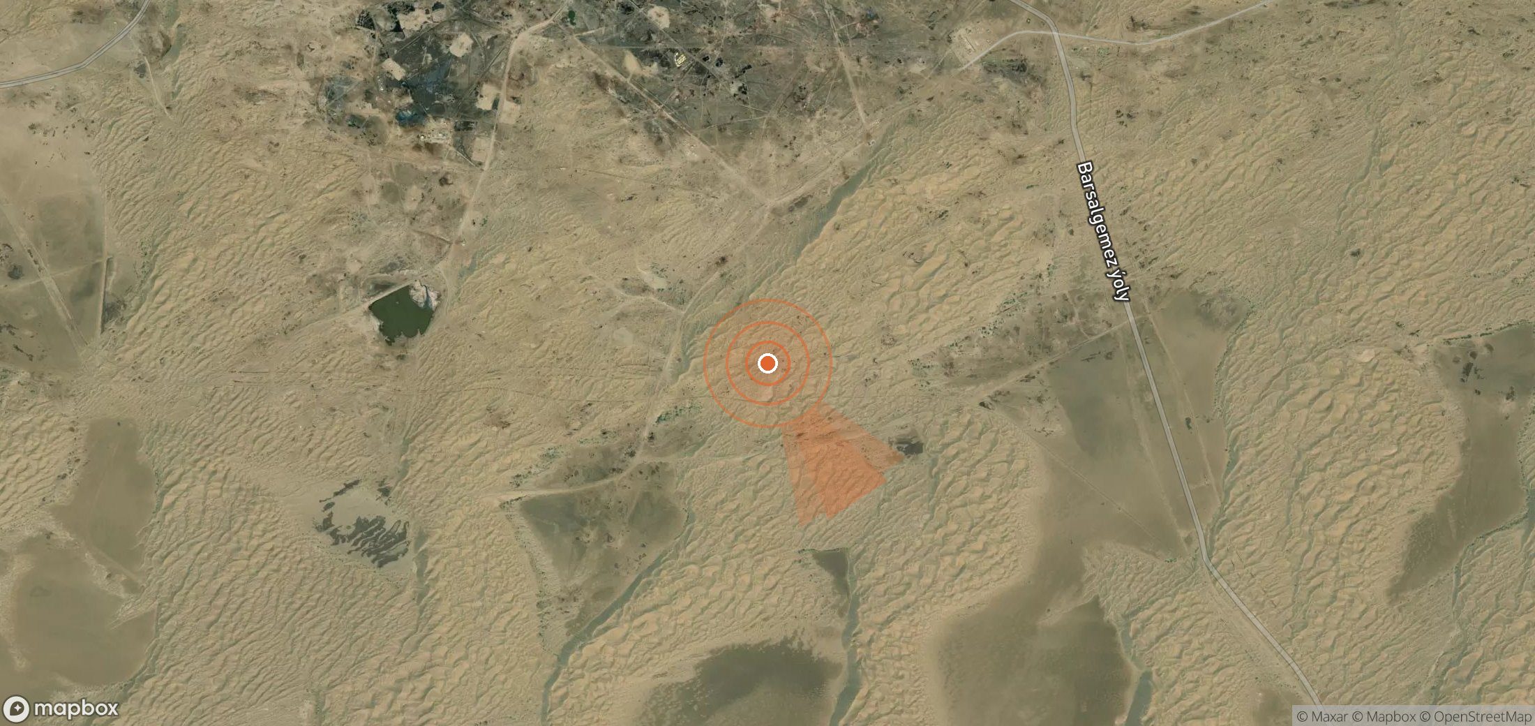 Satellite map of methane plume locations in Turkmenistan