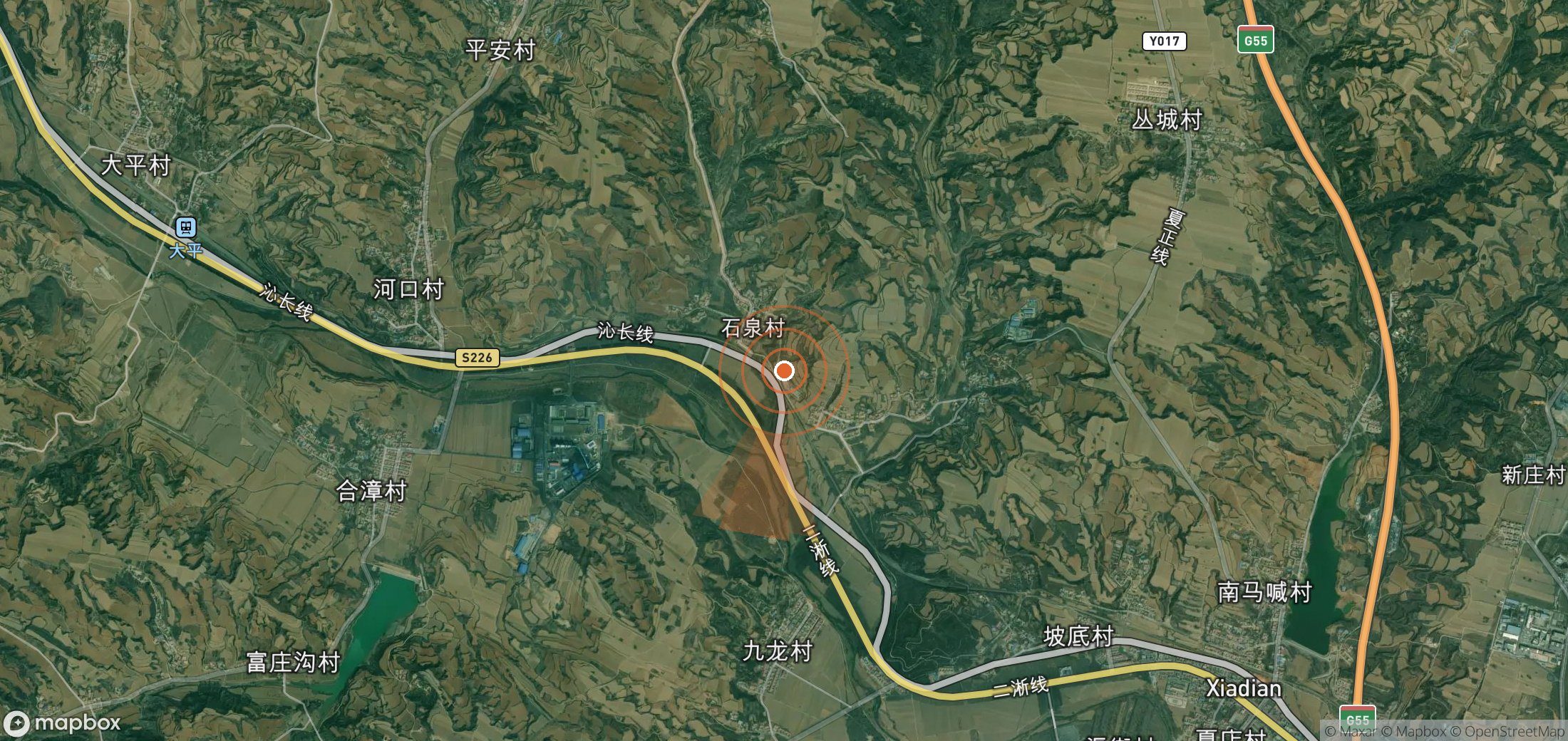 Mapa satelital de plumas de metano en China