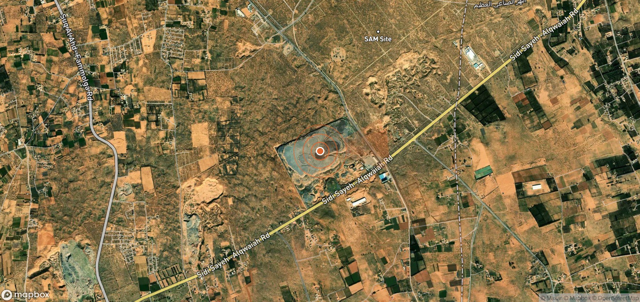 Satellite map of methane plume locations in Libya