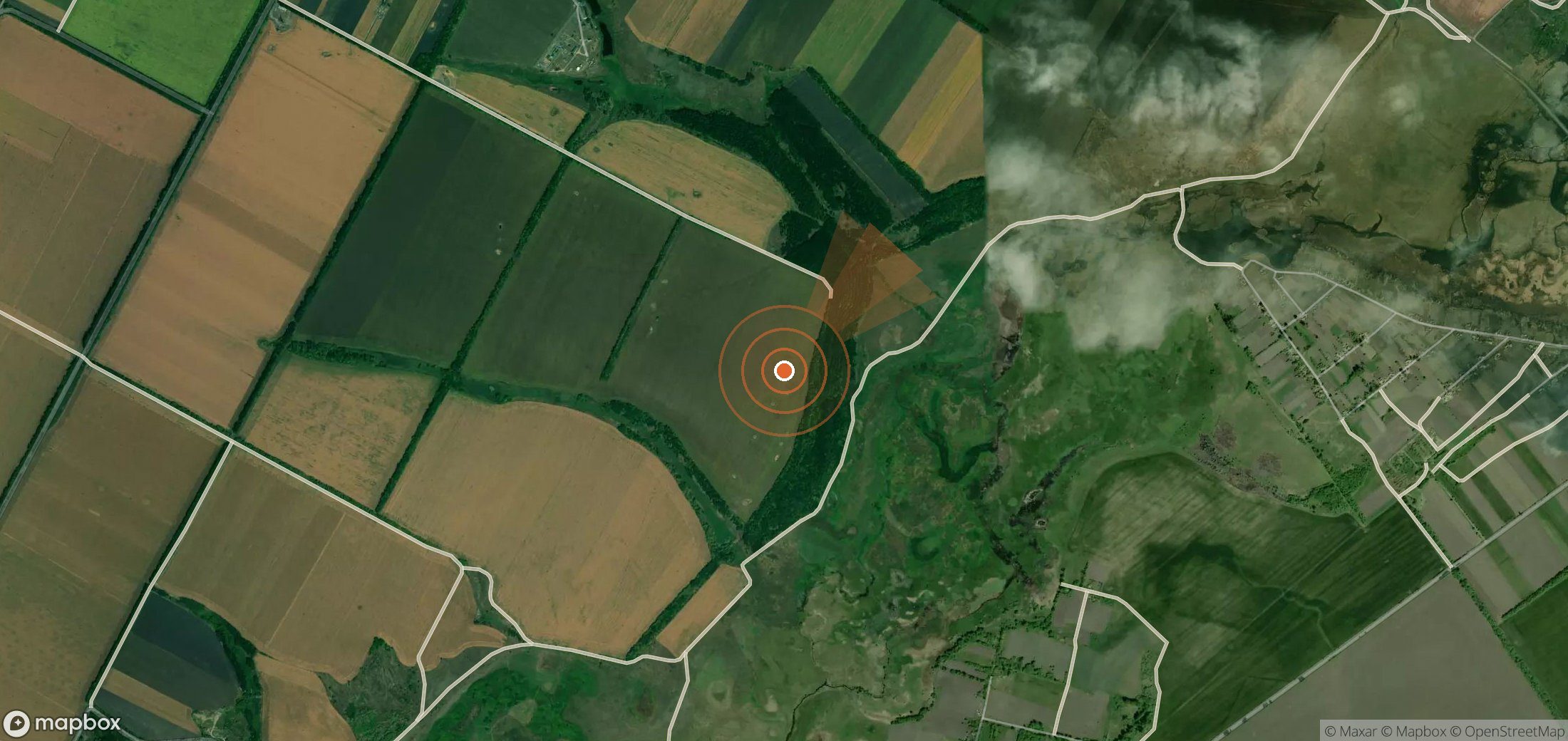 Mapa satelital de plumas de metano en Ucrania