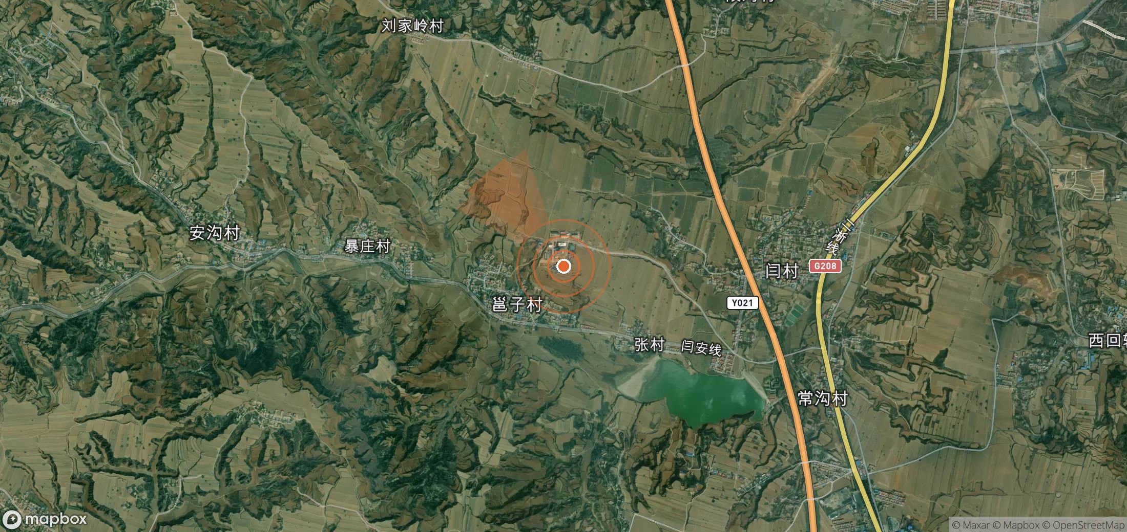 Mapa satelital de plumas de metano en China