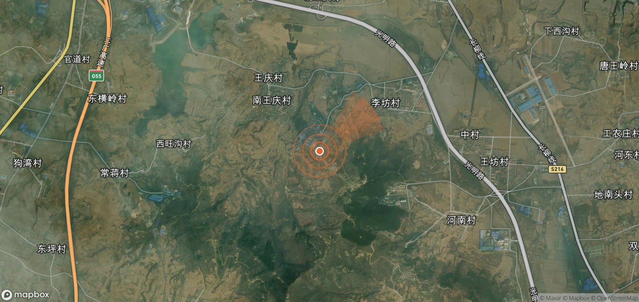Satellite map of methane plume locations in China