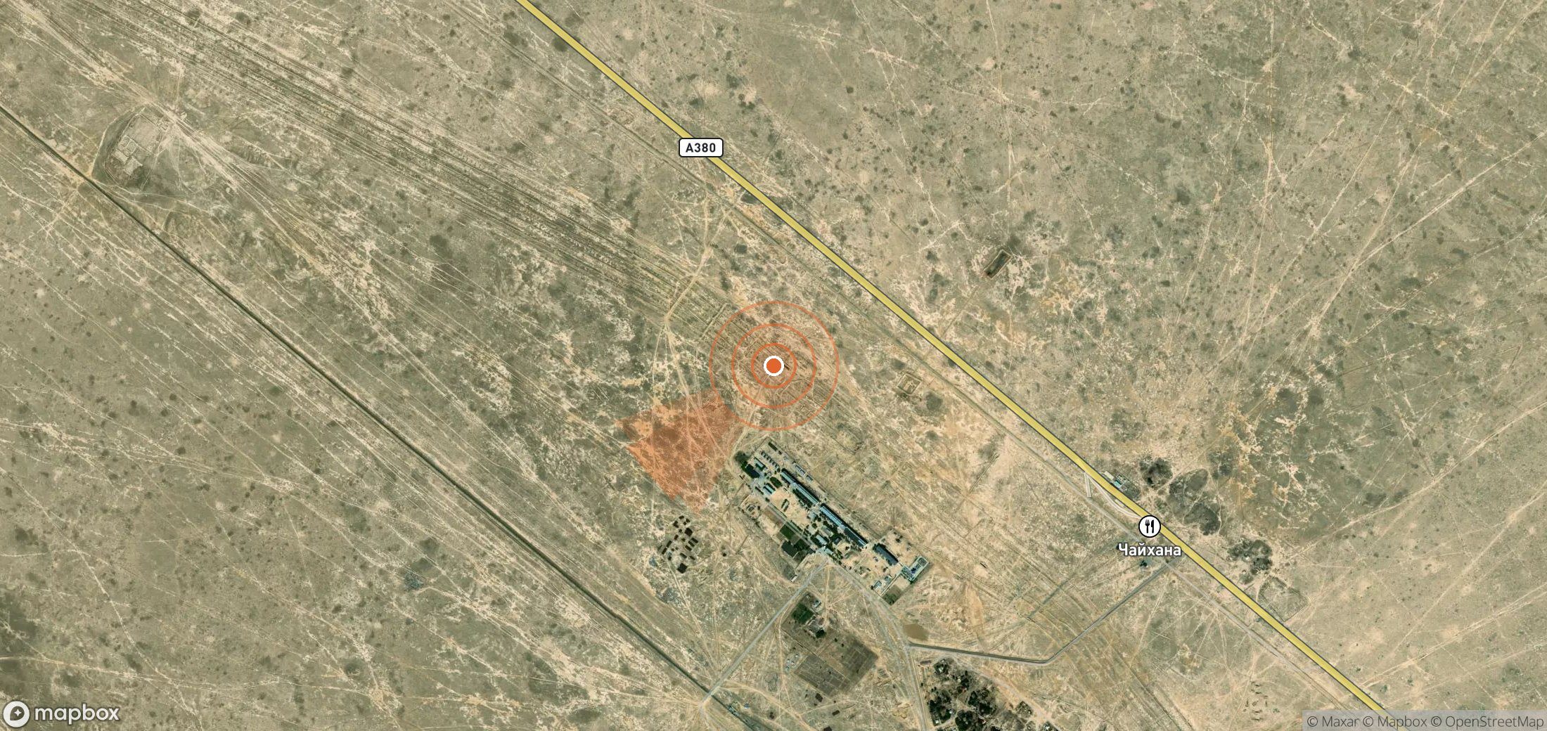 Satellite map of methane plume locations in Uzbekistan