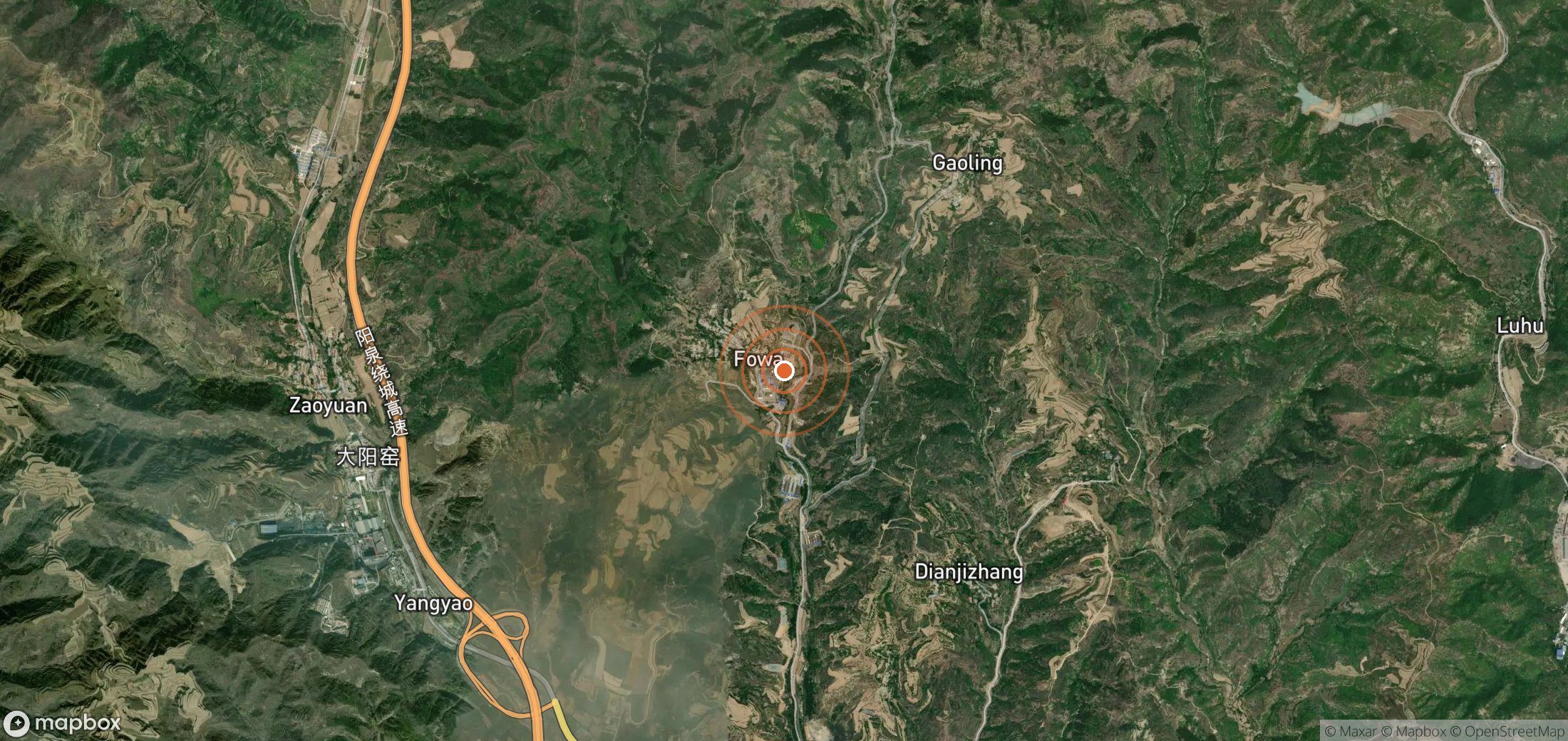 Satellite map of methane plume locations in China
