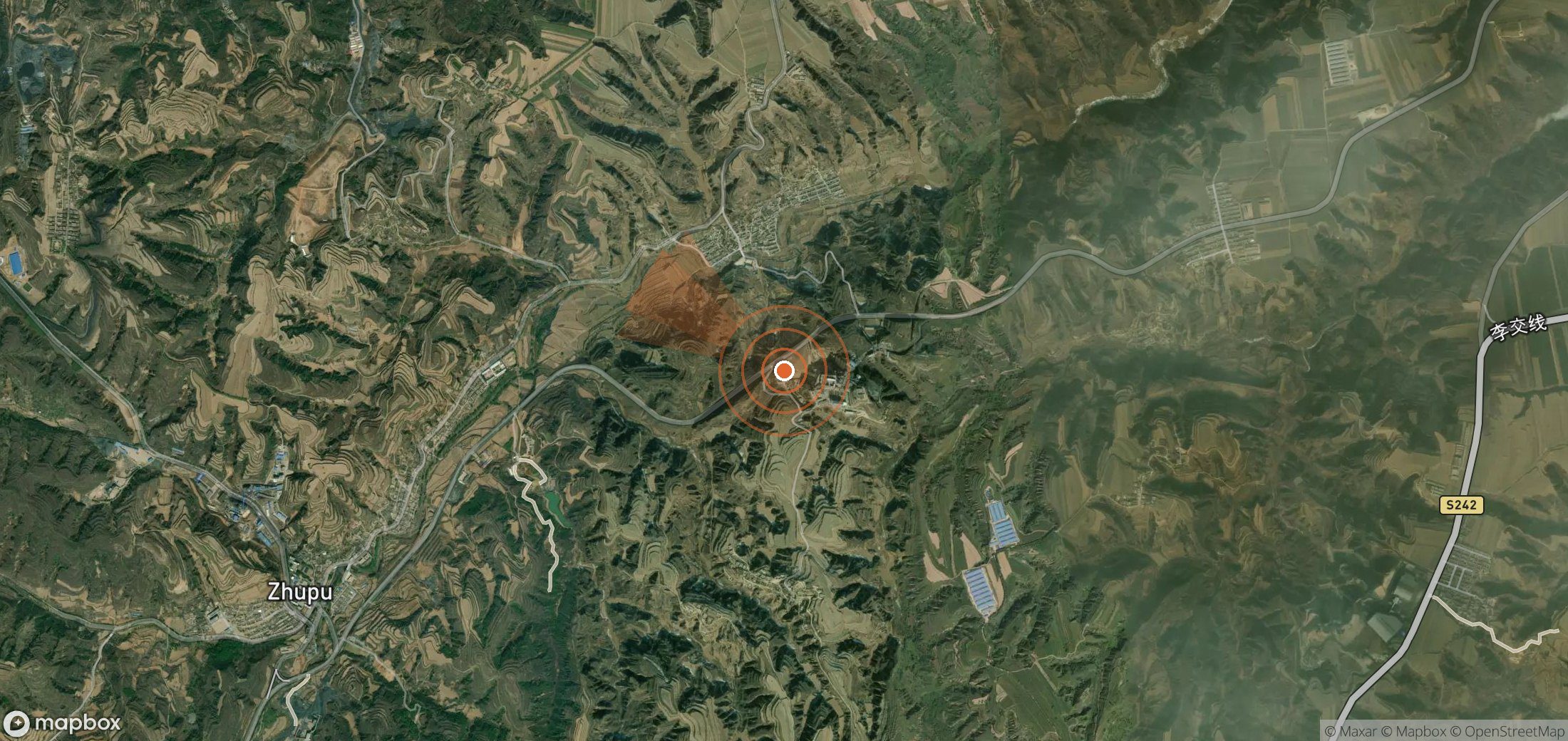 Mapa satelital de plumas de metano en China