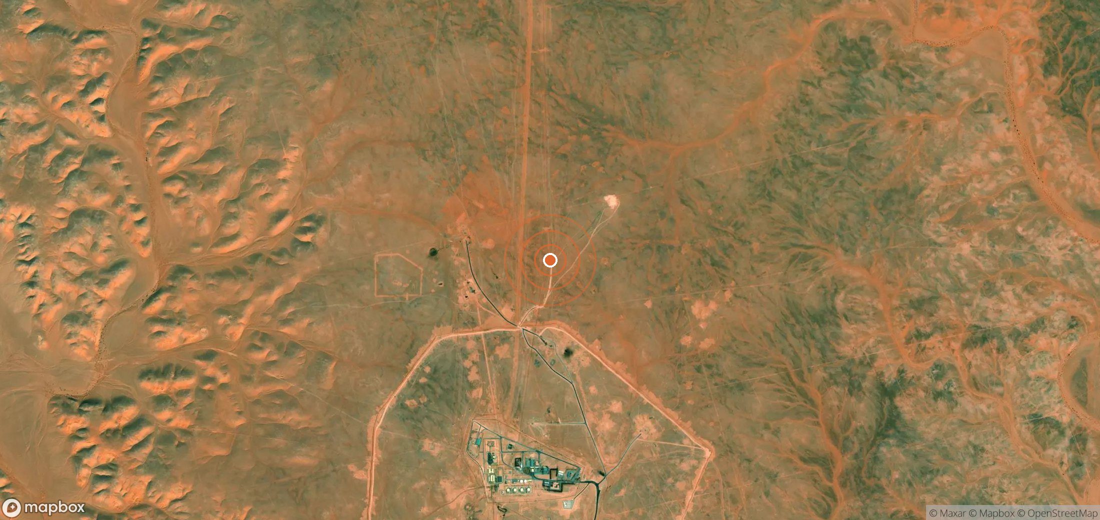 Satellite map of methane plume locations in Algeria