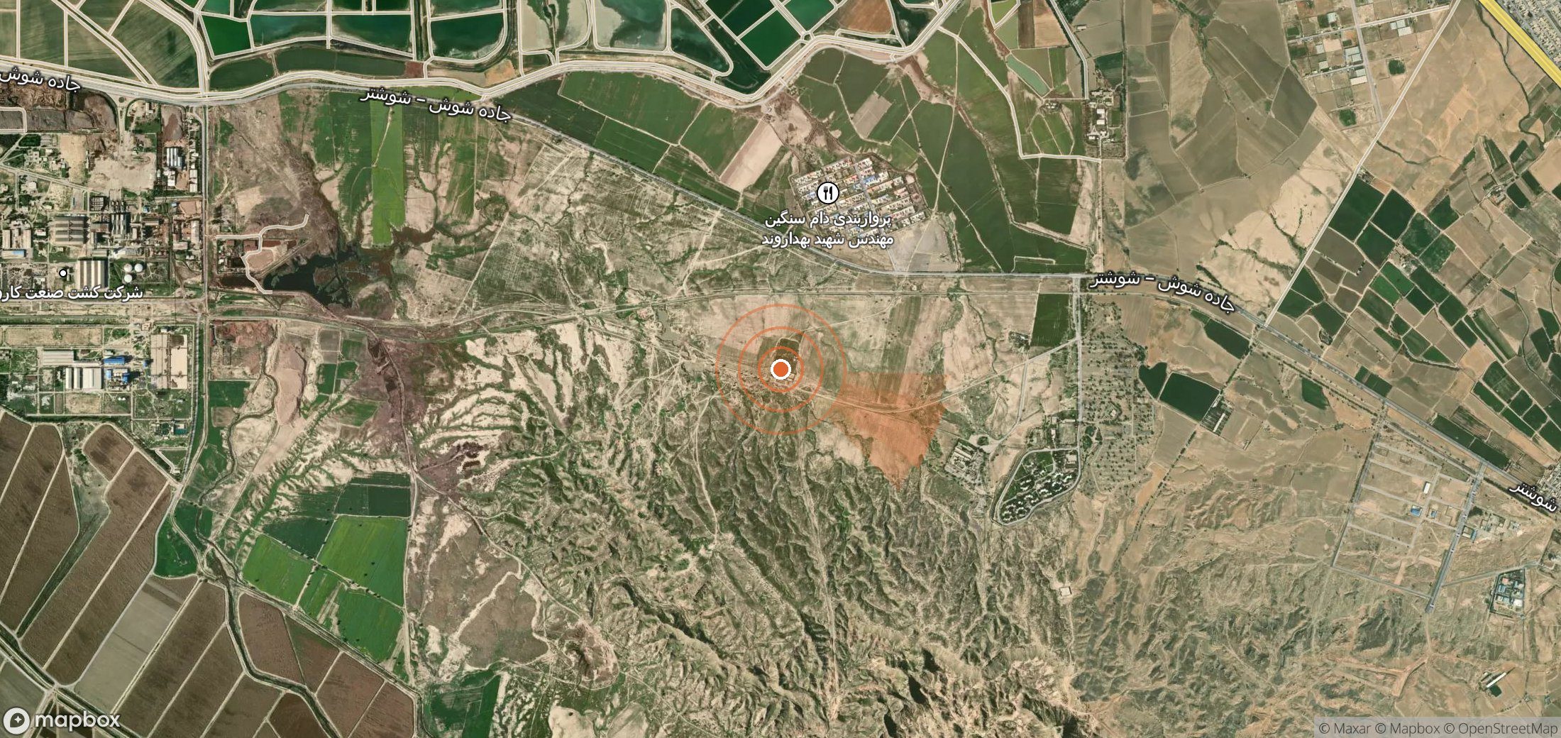 Mapa satelital de plumas de metano en Irán