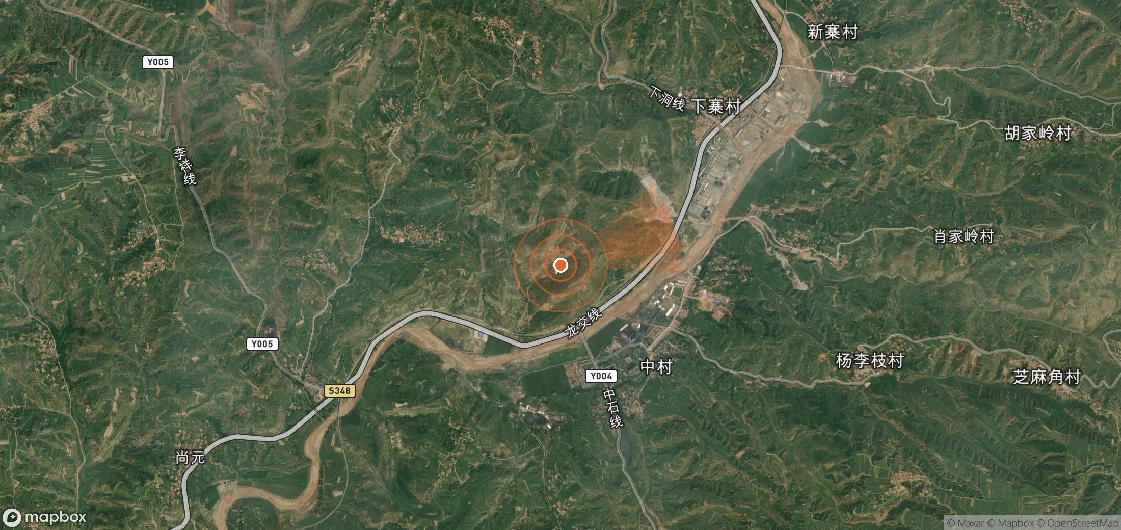 Satellite map of methane plume locations in China