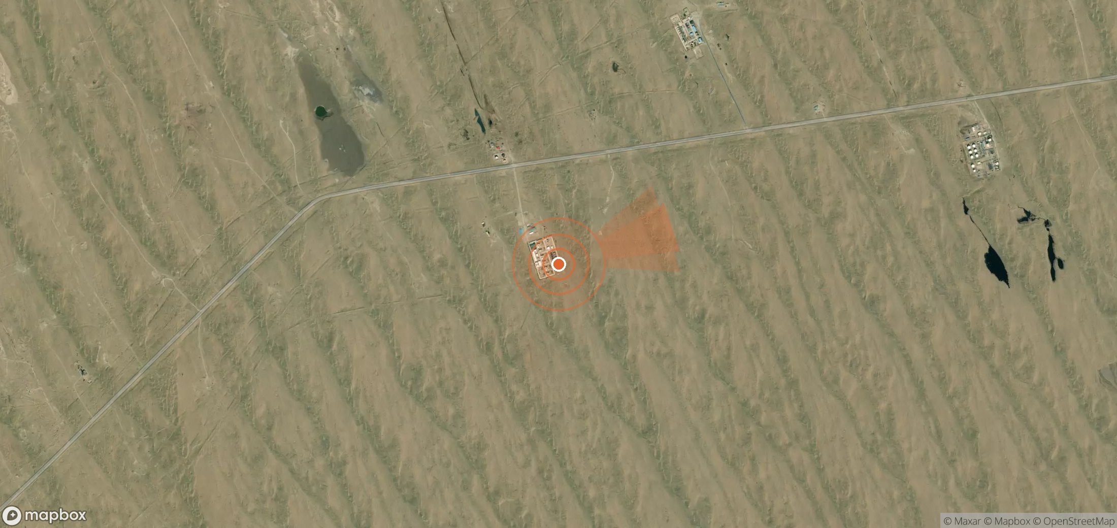 Satellite map of methane plume locations in Turkmenistan