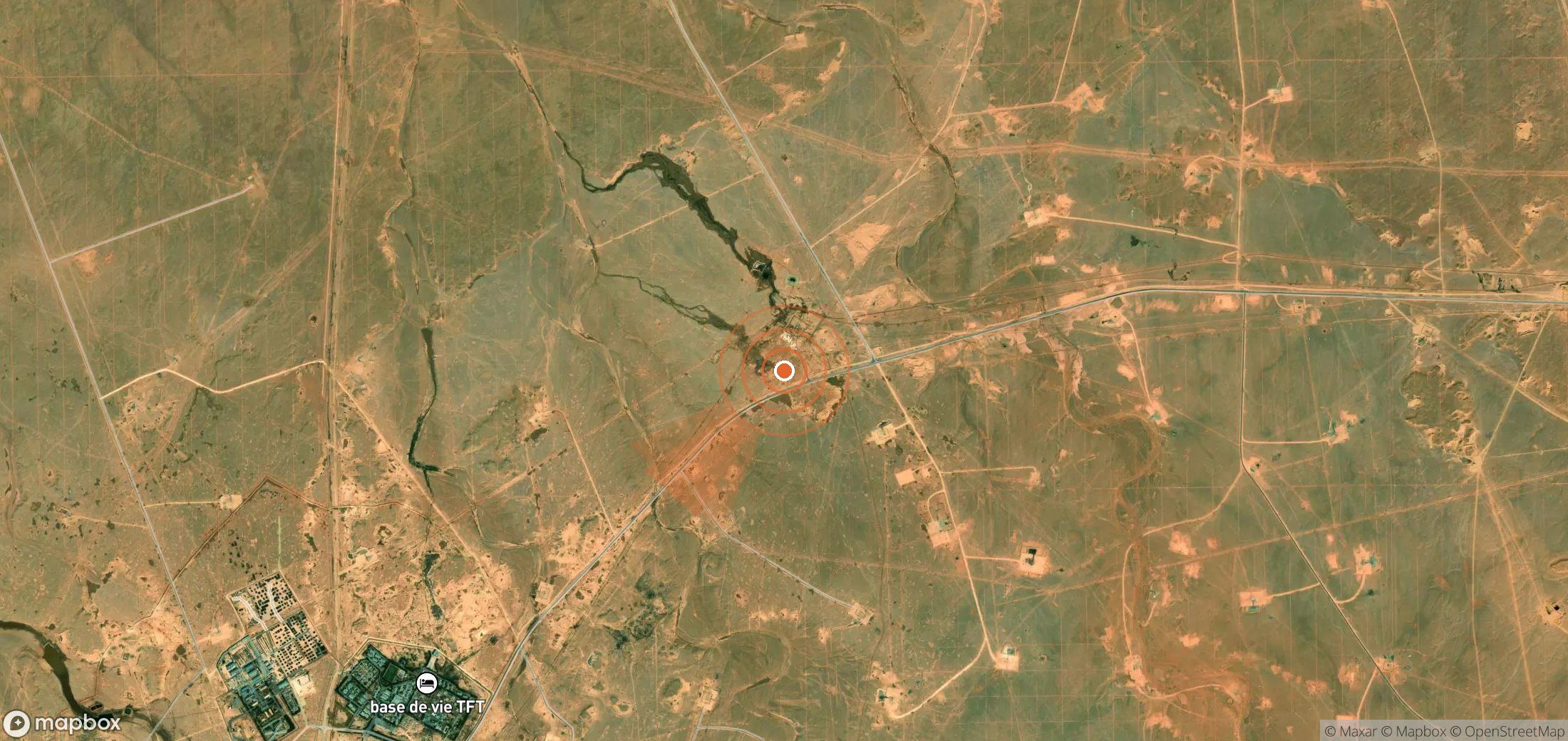 Satellite map of methane plume locations in Algeria