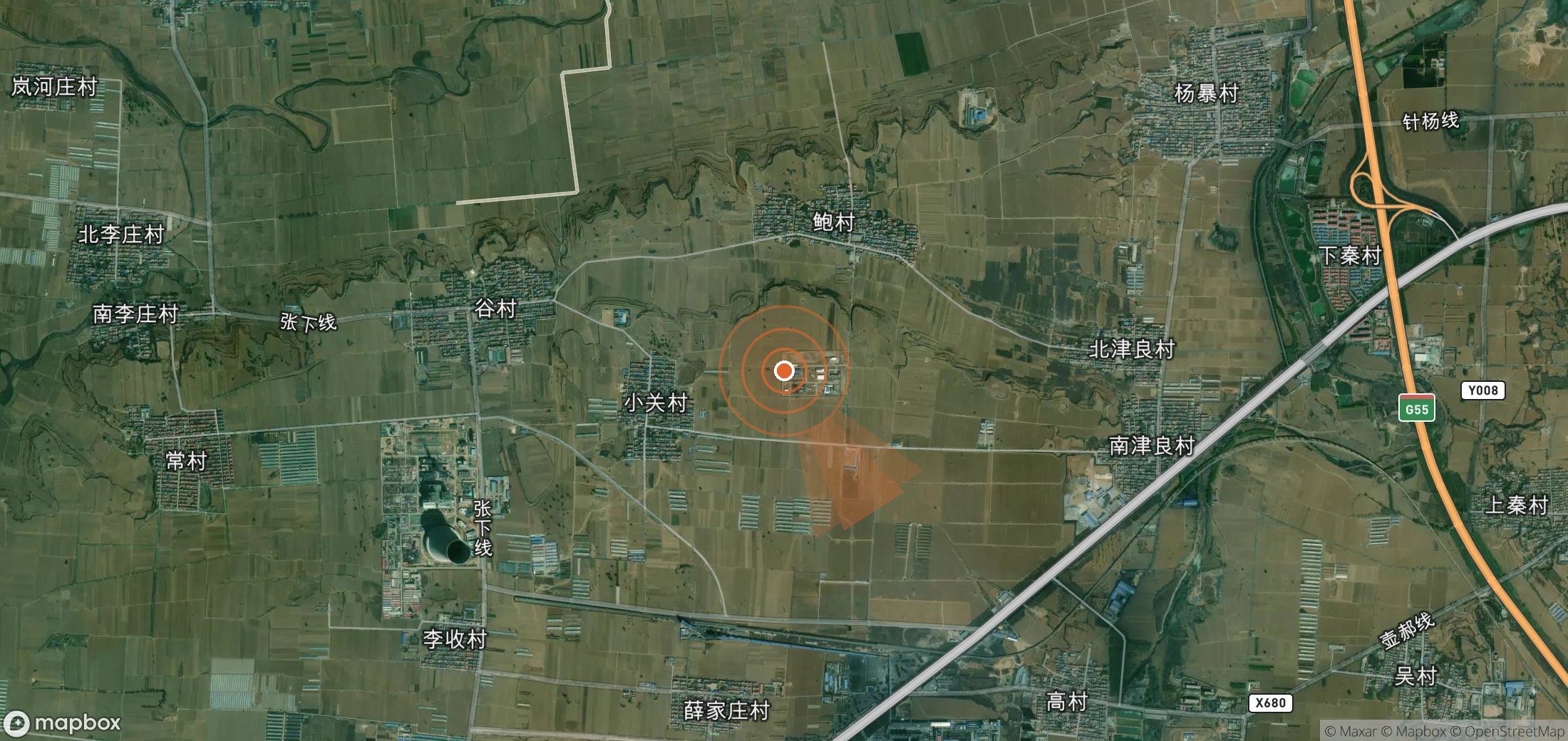 Satellite map of methane plume locations in China