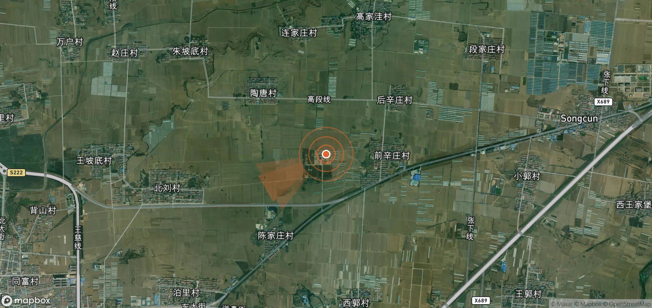 Satellite map of methane plume locations in China