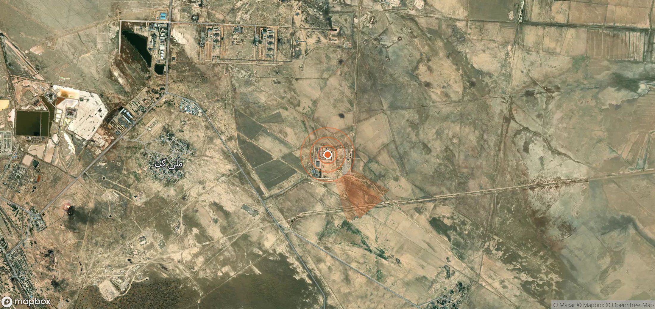 Satellite map of methane plume locations in Iran